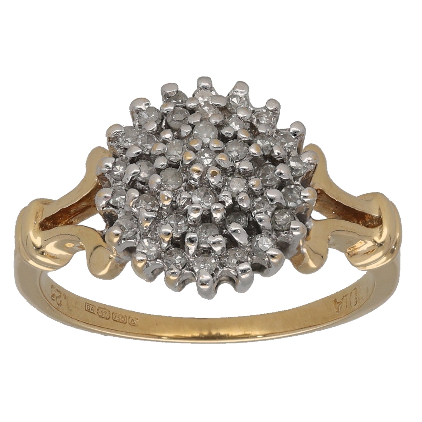 18ct Gold 0.25ct Diamond Cluster Ring Size M