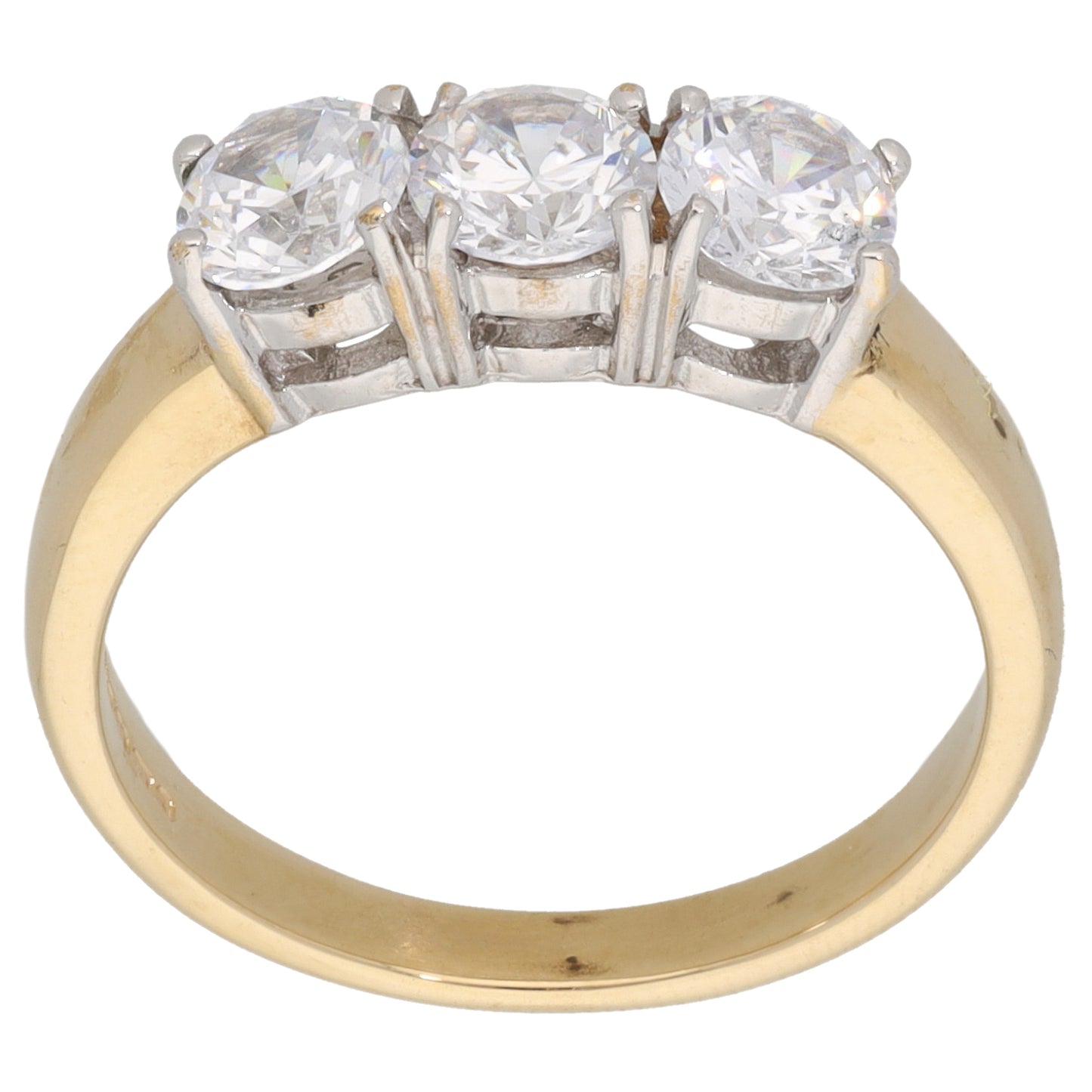 9ct Gold Cubic Zirconia Trilogy Ring Size O