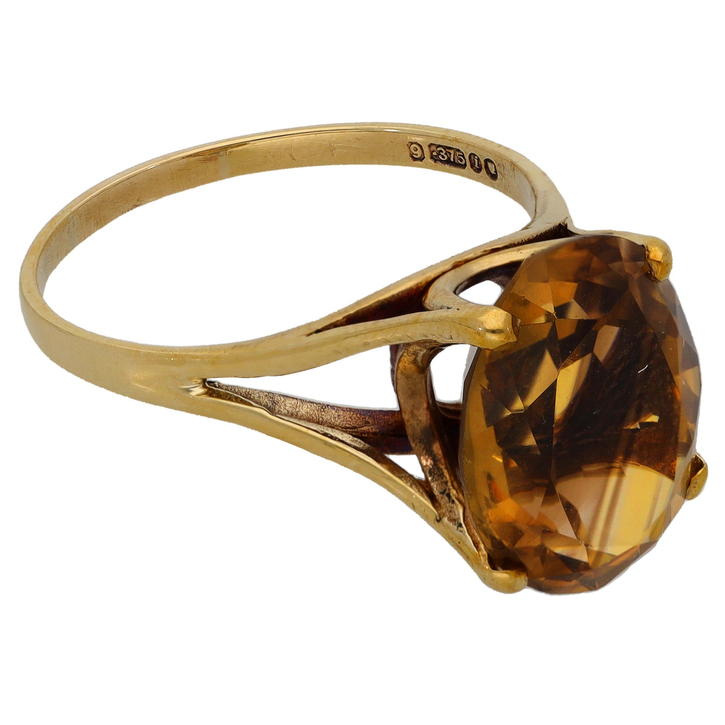 9ct Gold Citrine Single Stone Ring Size U
