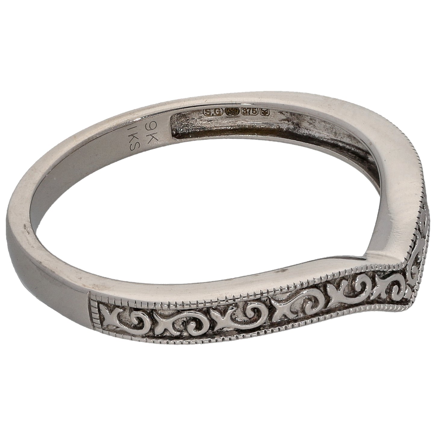 9ct White Gold Wishbone Ring Size O