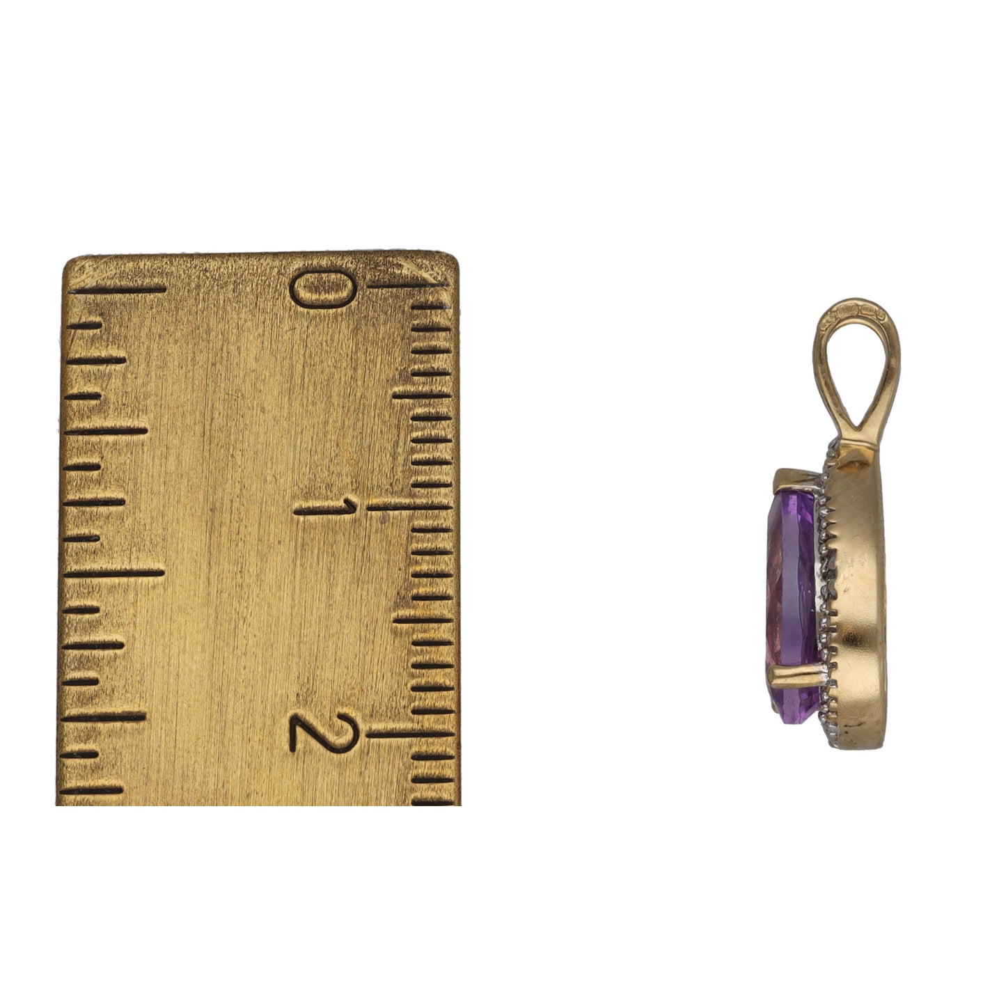 9ct Gold Amethyst & 0.02ct Diamond Dress/Cocktail Pendant
