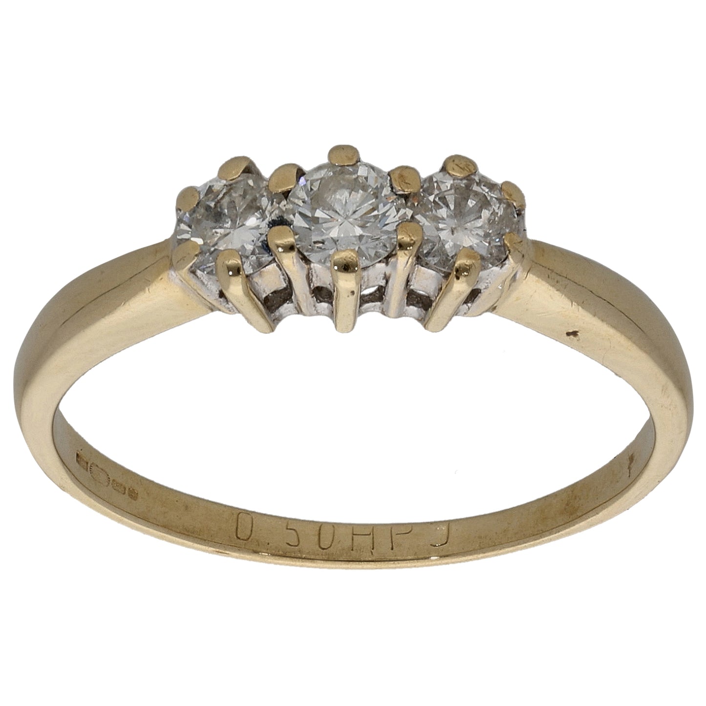 9ct Gold 0.50ct Diamond Trilogy Ring Size P