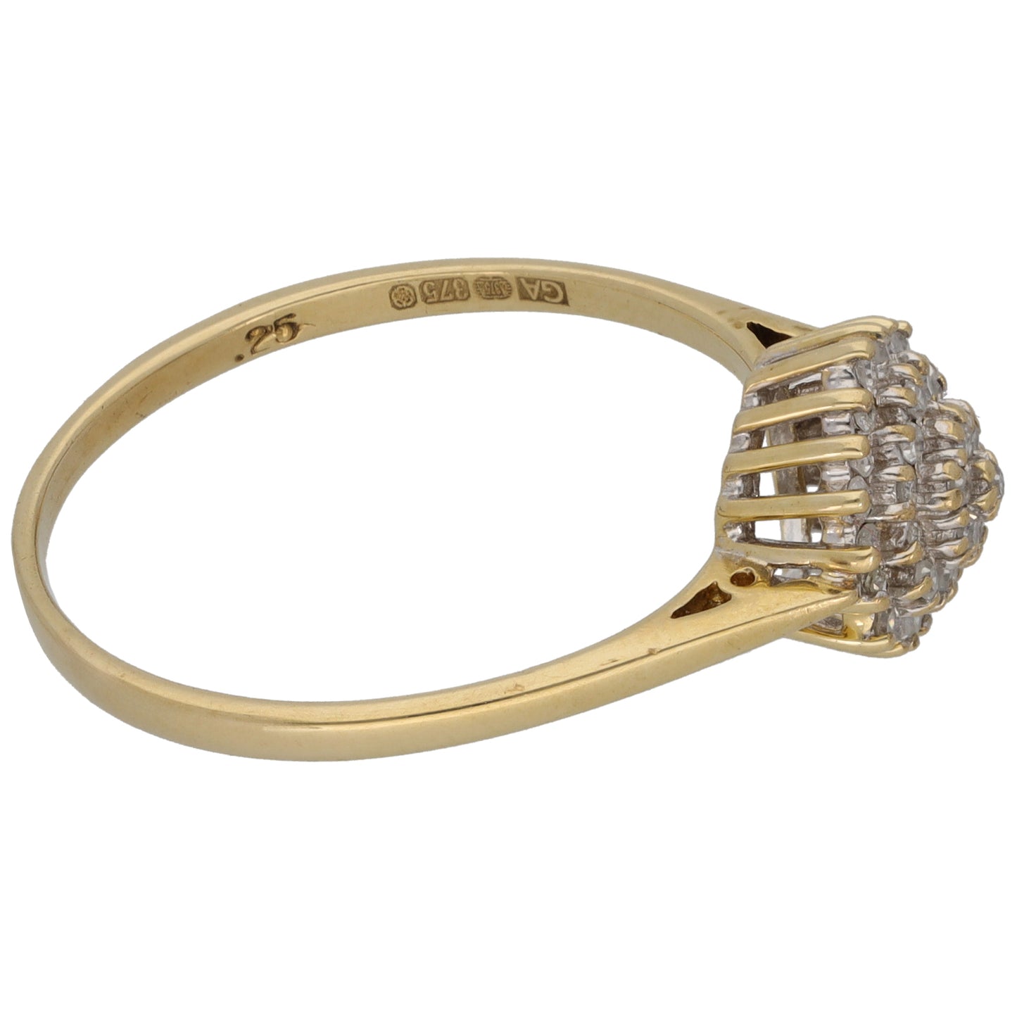 9ct Gold 0.25ct Diamond Cluster Ring Size V