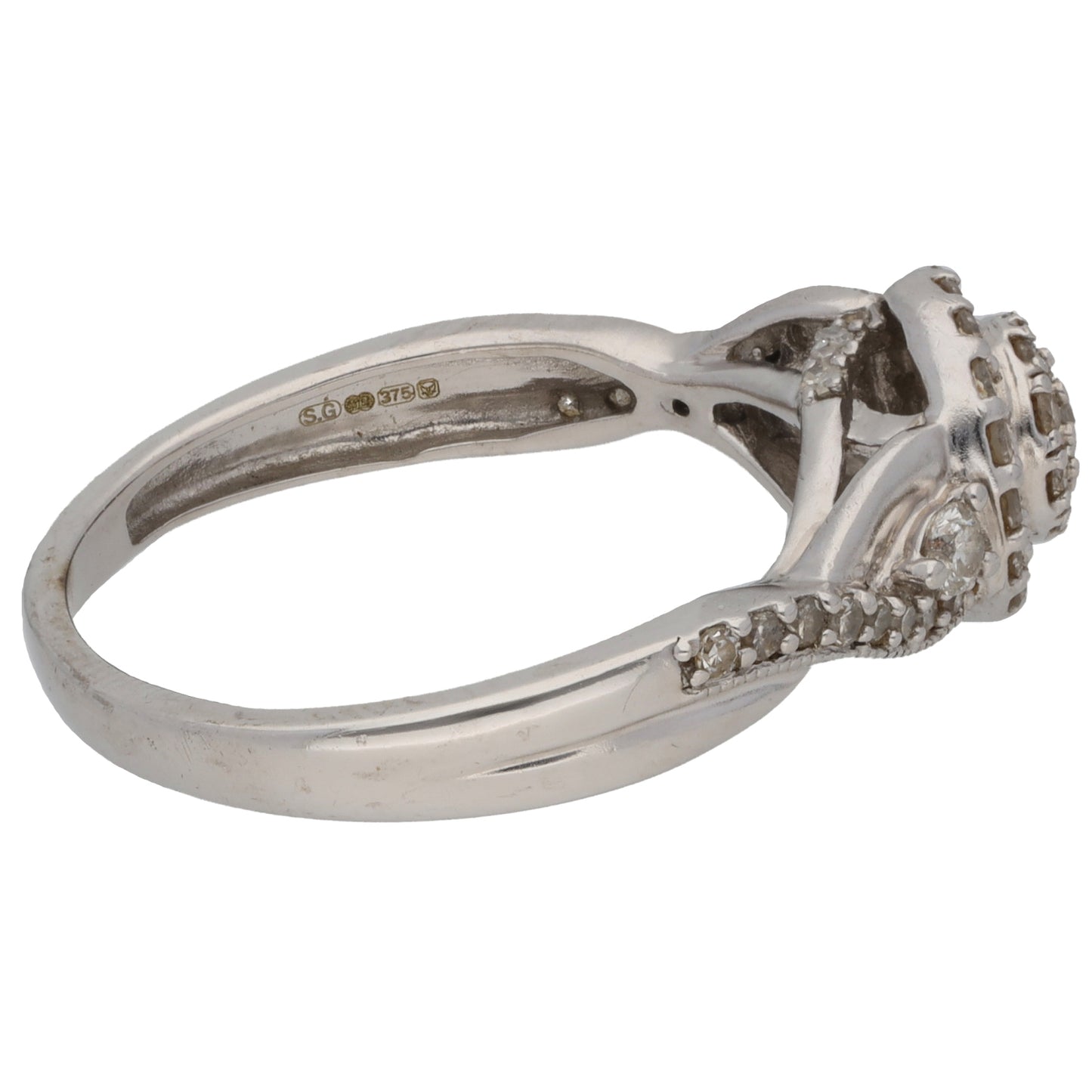 9ct White Gold 0.50ct Diamond Cluster Ring Size O