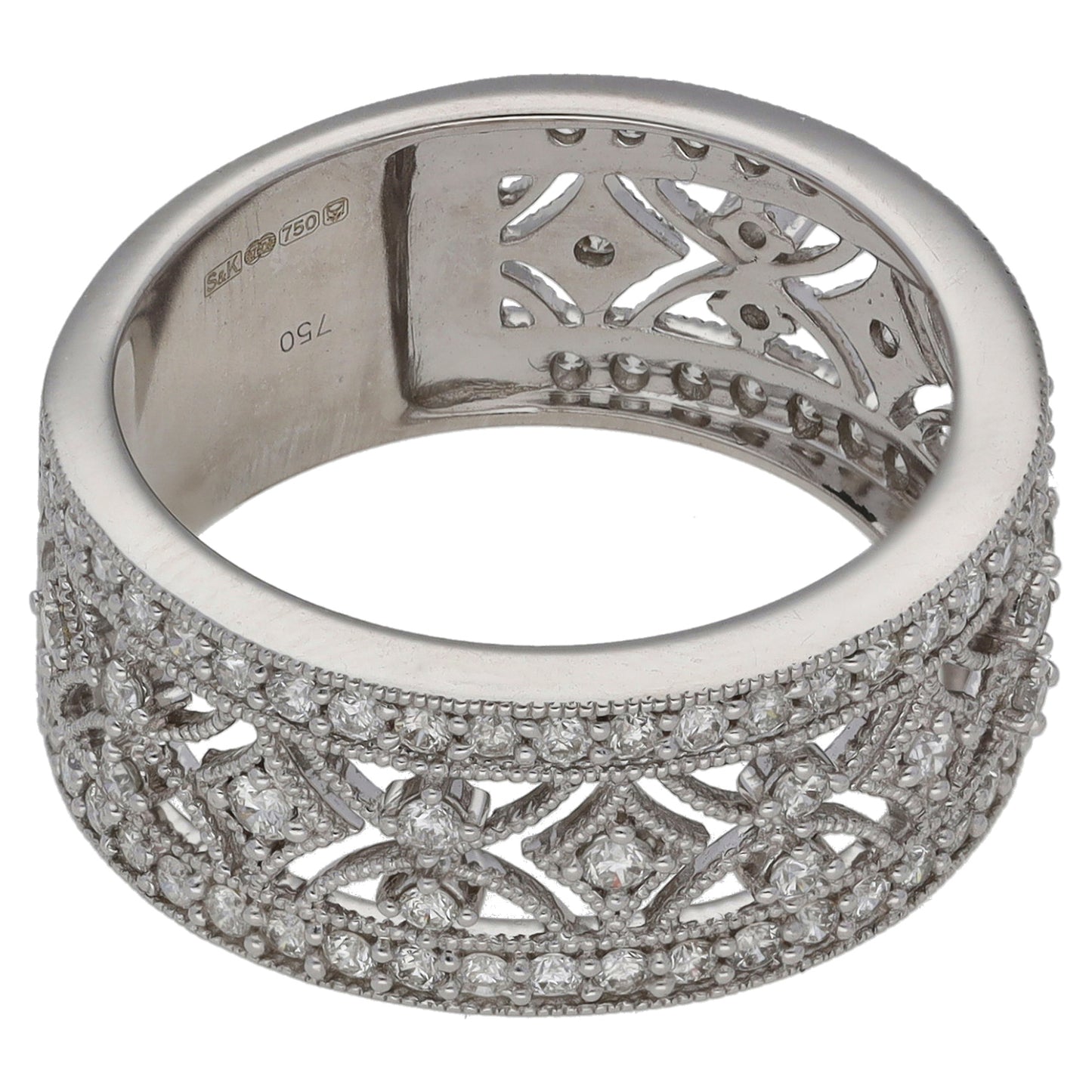 18ct White Gold 0.92ct Diamond Dress/Cocktail Ring Size N