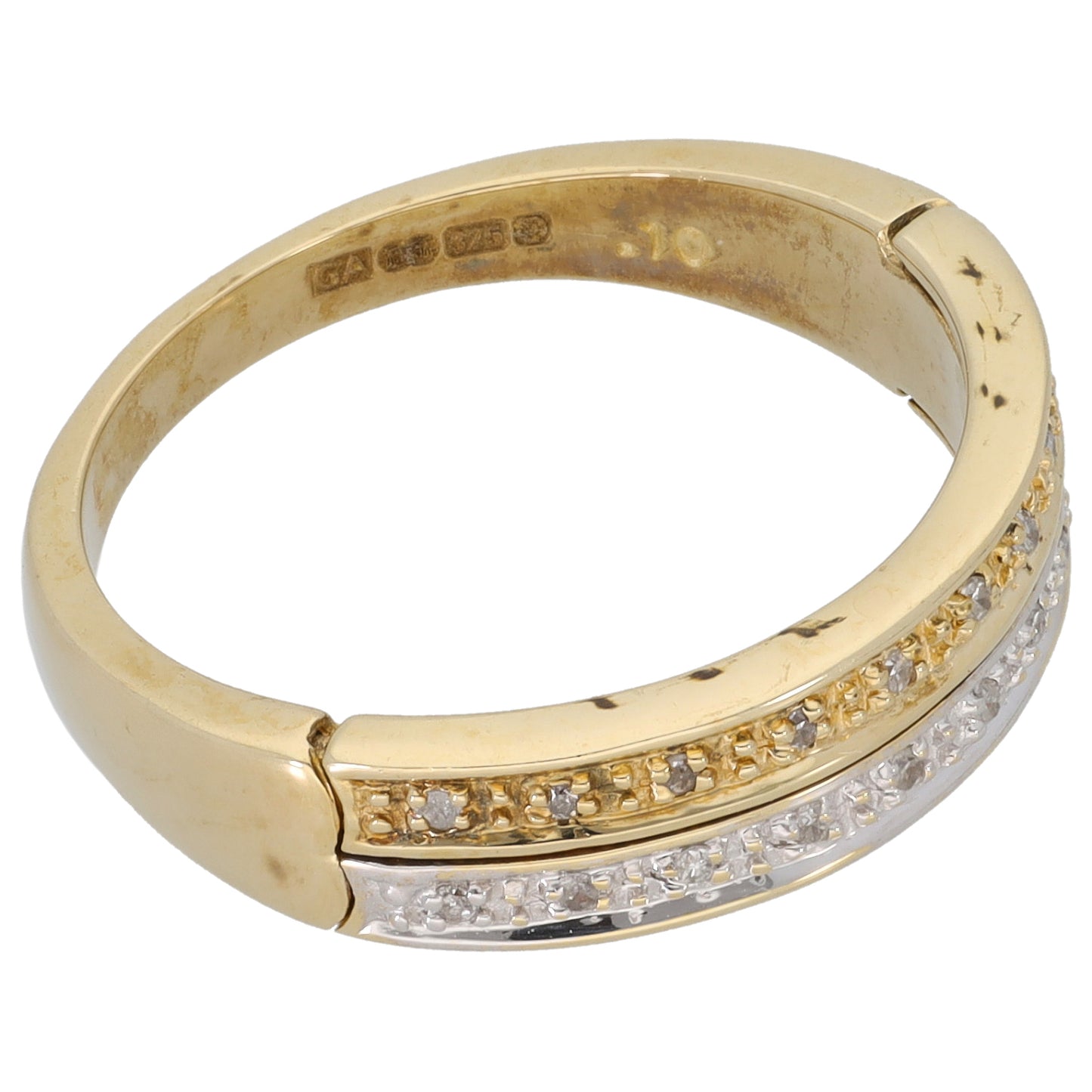 9ct Bi-Colour Gold 0.10ct Diamond Half Eternity Ring Size R