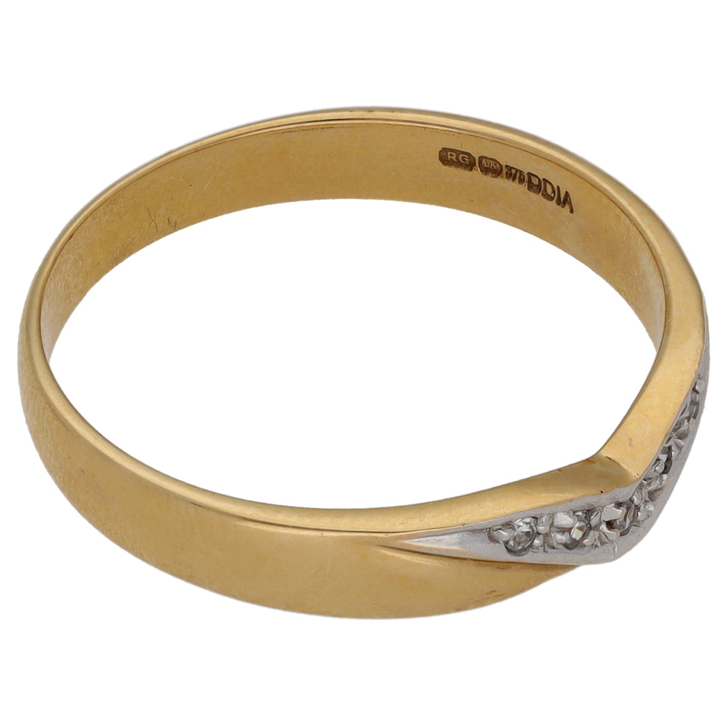 9ct Gold 0.025ct Diamond Wishbone Ring Size R