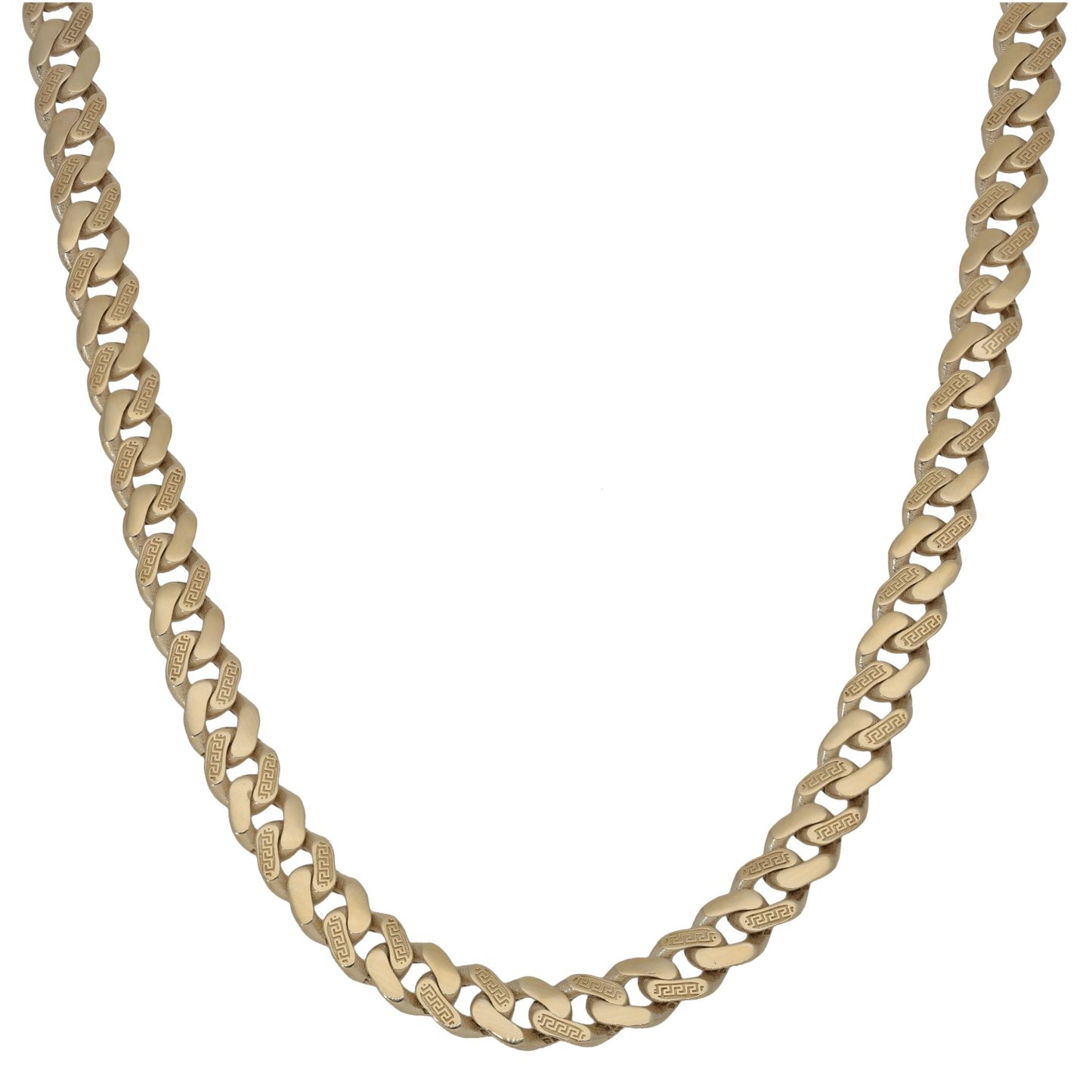 New 14ct Gold Greek Key Cubic Zirconia Cuban Chain 22"