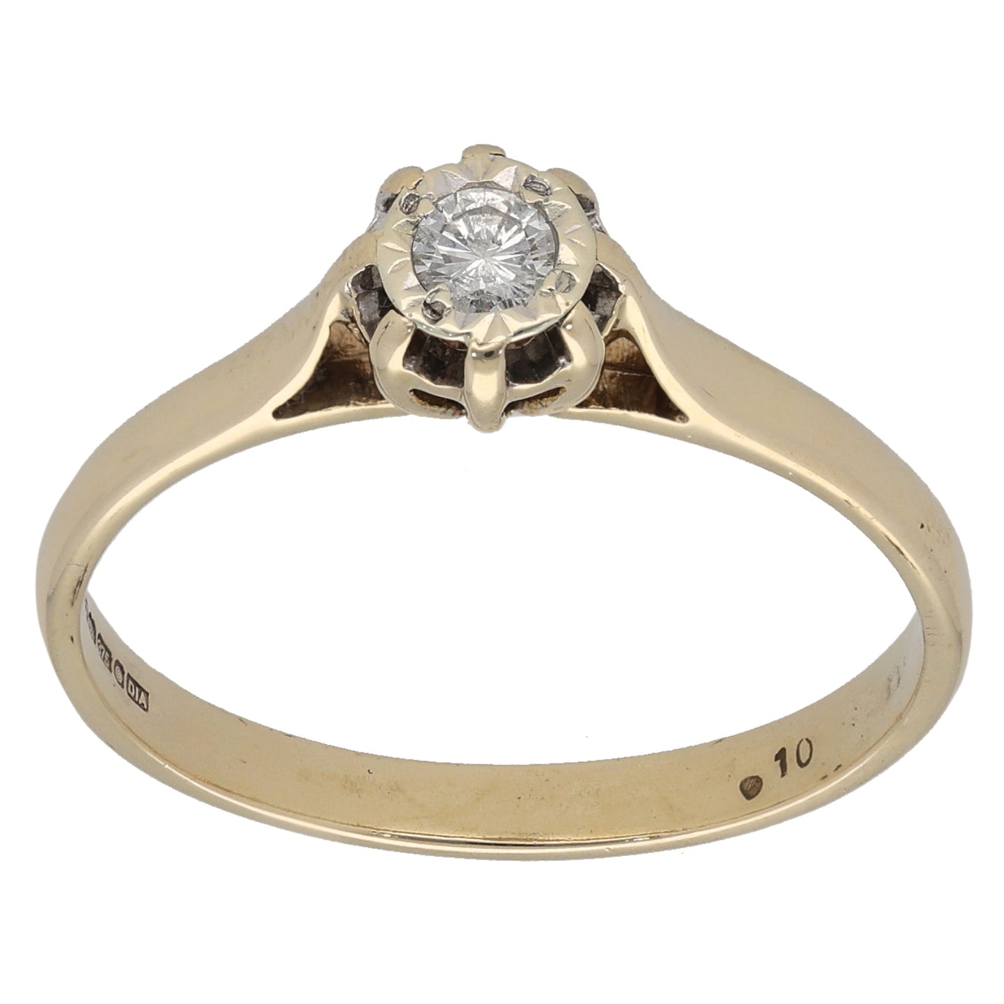 9ct Gold 0.10ct Diamond Solitaire Ring Size R
