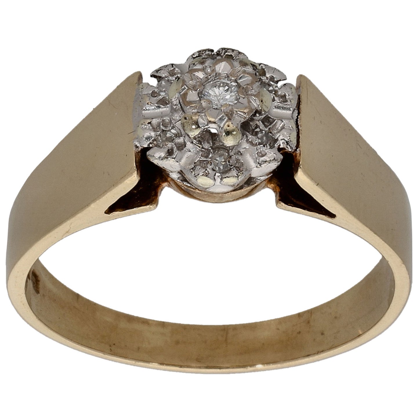 9ct Gold 0.06ct Diamond Cluster Ring Size M