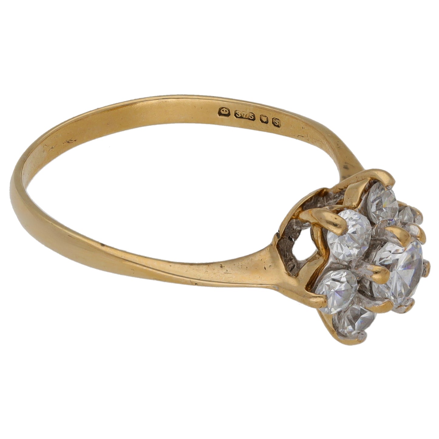 9ct Gold Cubic Zirconia Cluster Ring Size N