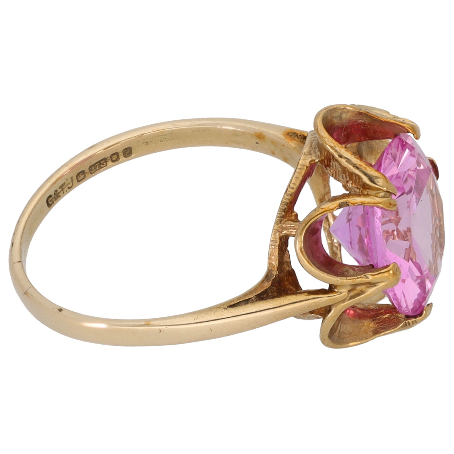 9ct Gold Man Made Sapphire Single Stone Ring Size M