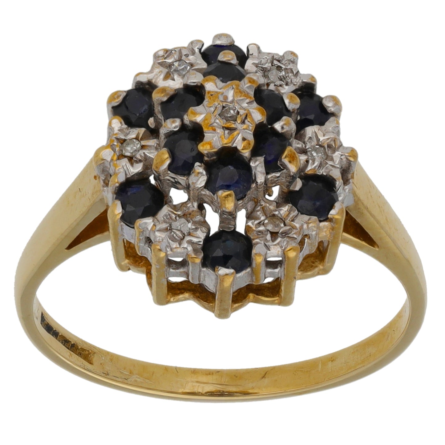 9ct Gold 0.035ct Diamond & Sapphire Dress/Cocktail Ring Size N