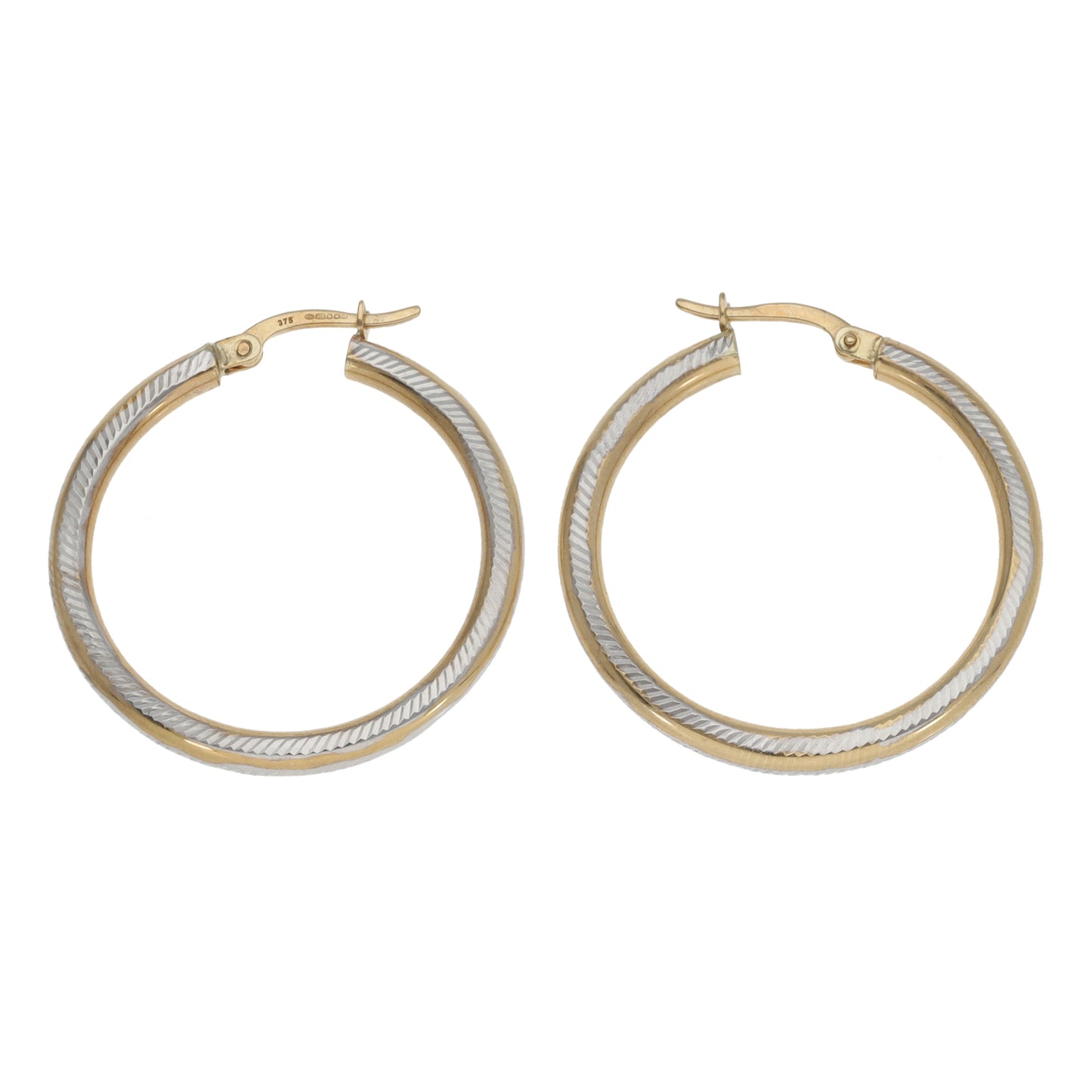 9ct Bicolour Gold Hoop Earrings