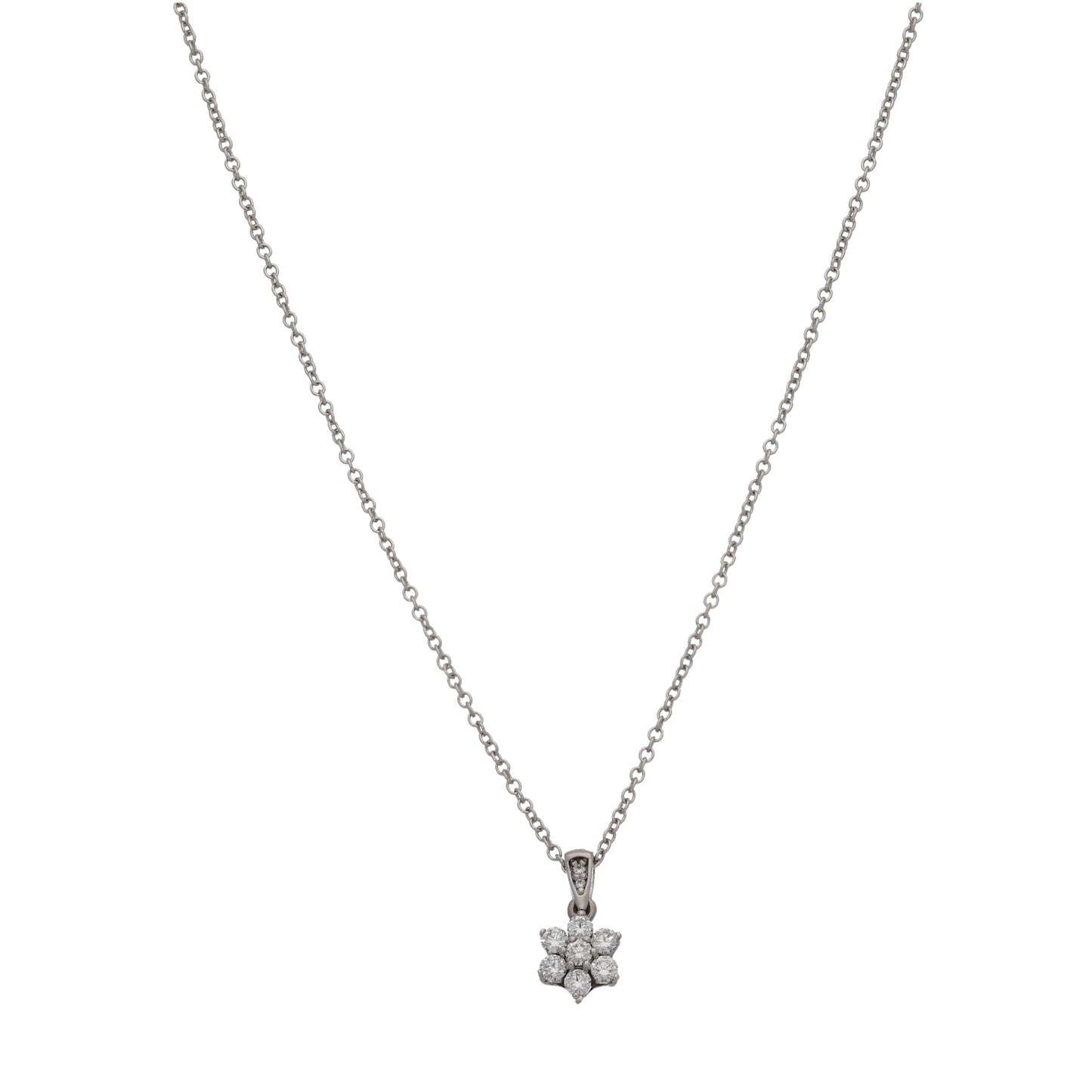 18ct White Gold 0.50ct Diamond Cluster Pendant With Chain