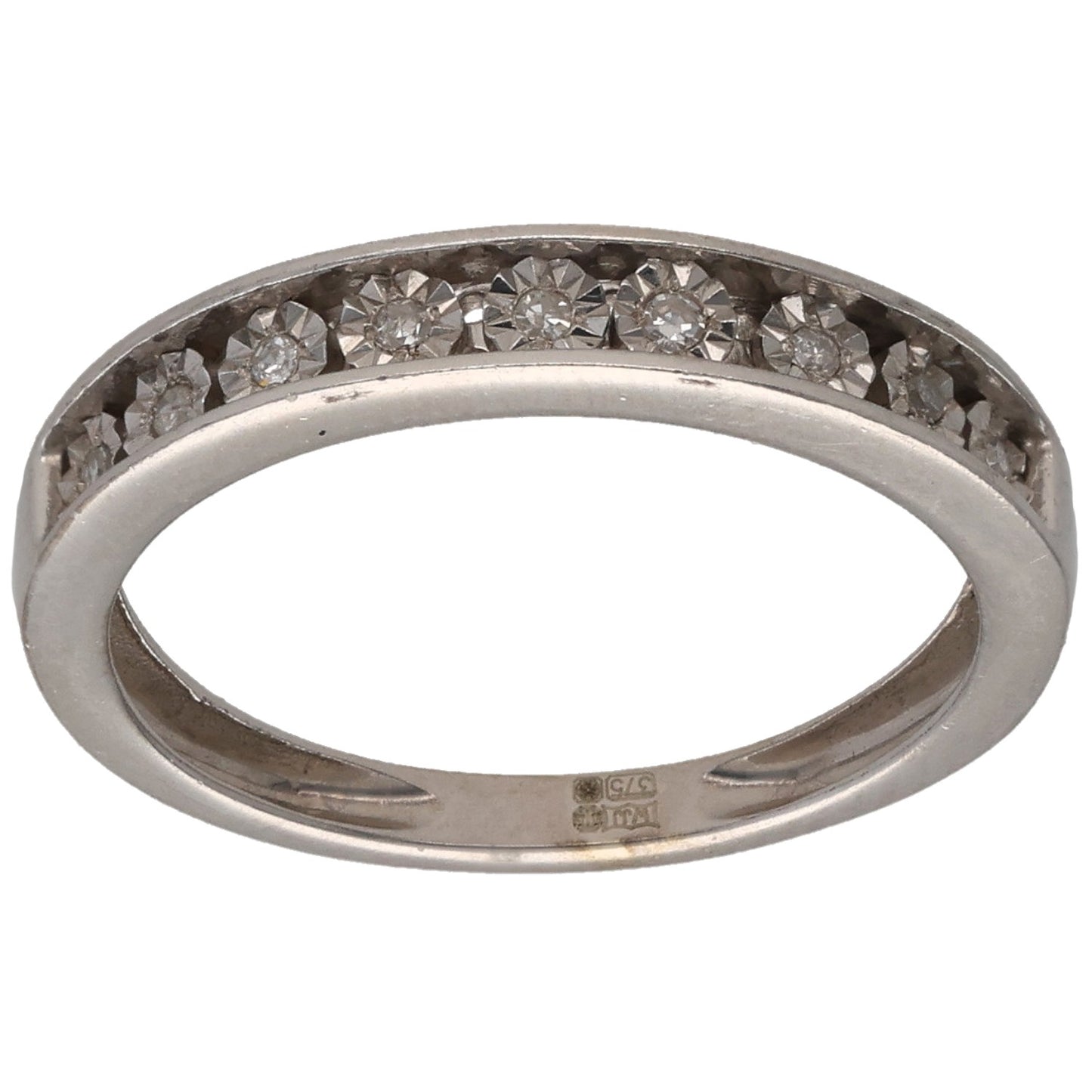 9ct White Gold 0.09ct Diamond Half Eternity Ring Size K