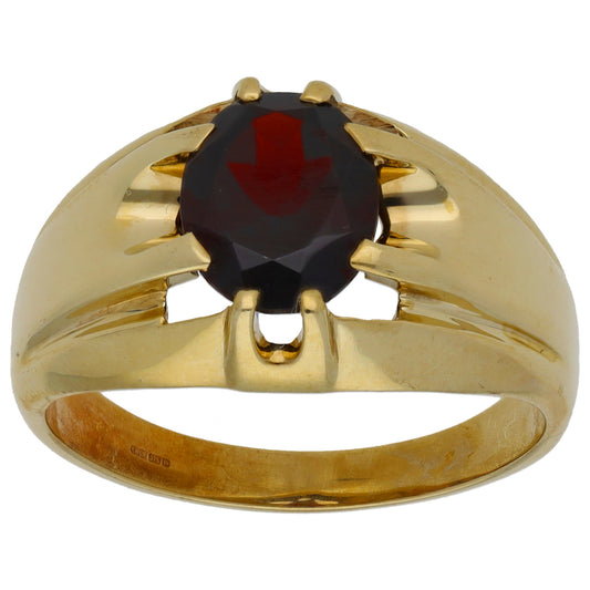 9ct Gold Garnet Single Stone Ring Size T