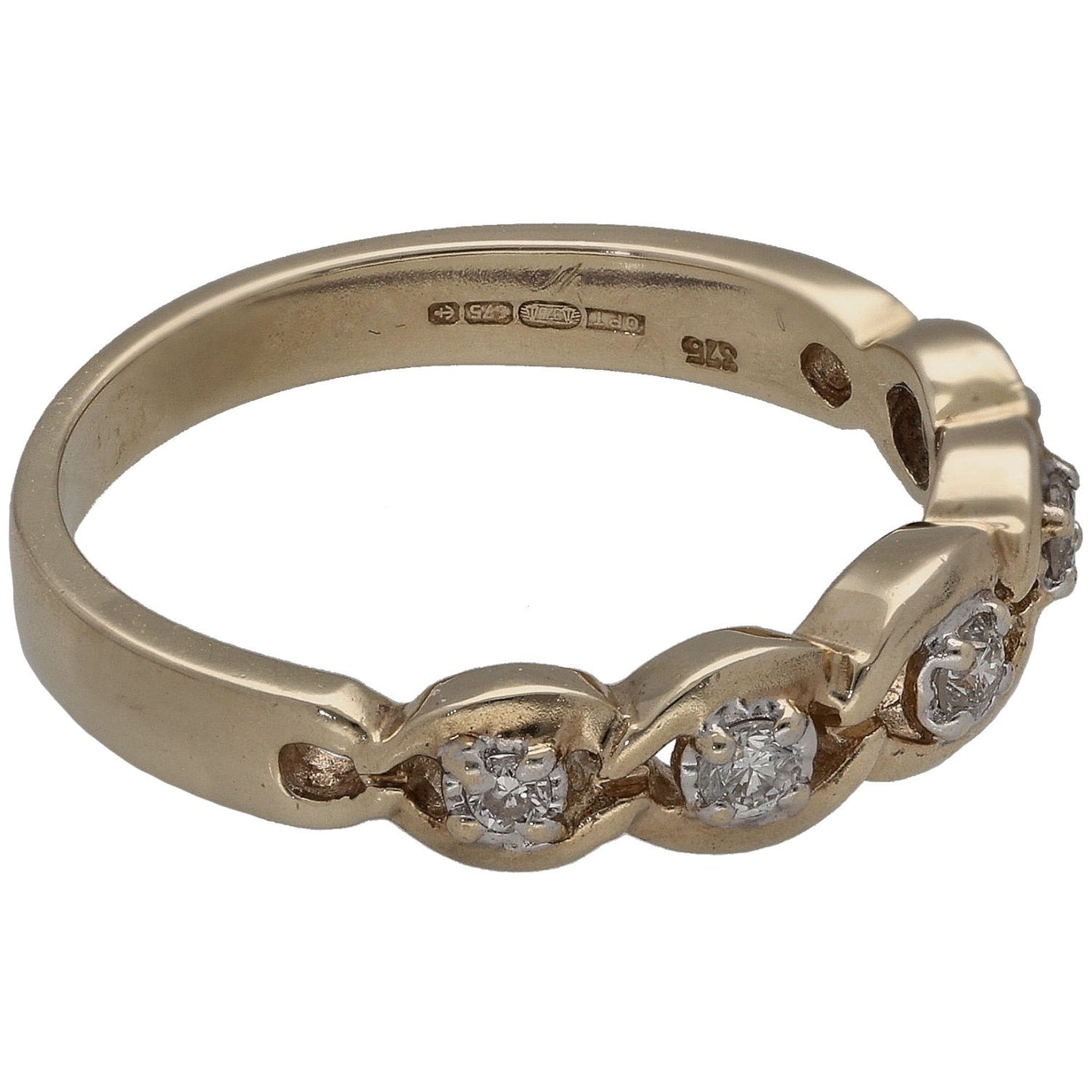 9ct Gold 0.10ct Diamond Half Eternity Ring Size K