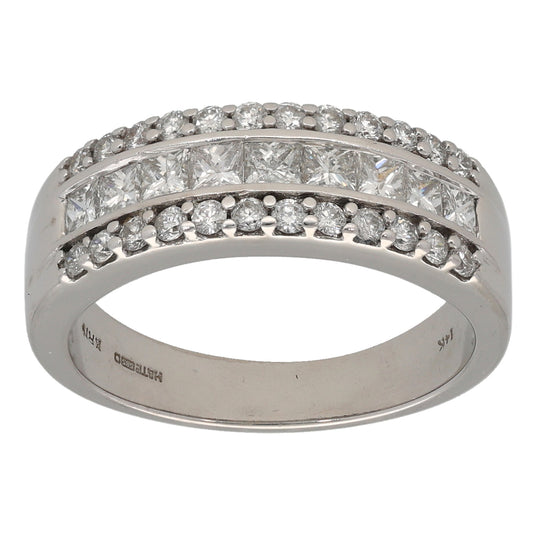 14ct White Gold 0.93ct Diamond Dress/Cocktail Ring Size N