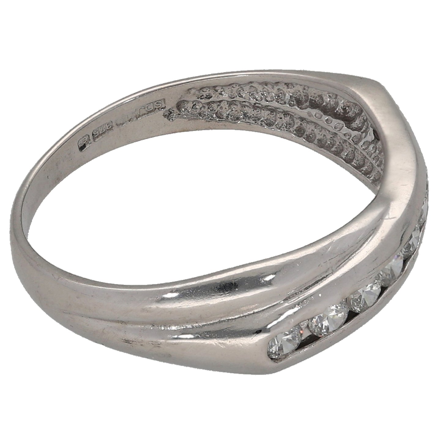 9ct White Gold Cubic Zirconia Half Eternity Ring Size L