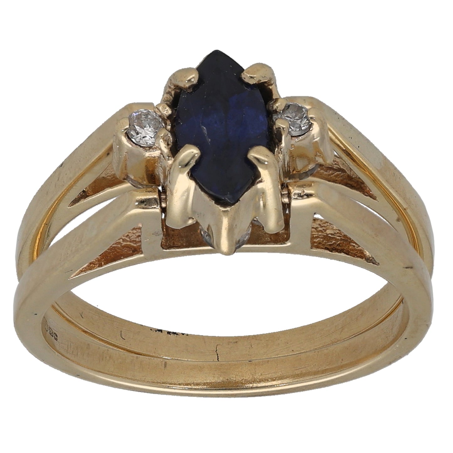 9ct Gold Sapphire & Cubic Zirconia Dress/Cocktail Ring Size L