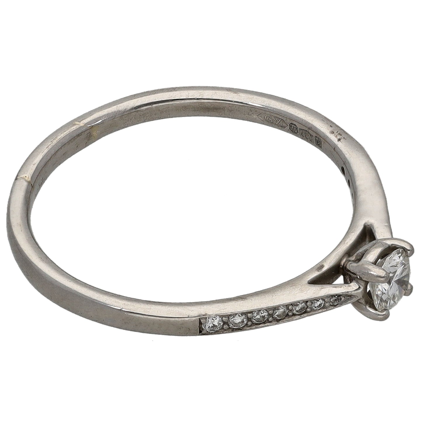 Platinum 0.27ct Diamond Solitaire Ring With Accent Stones Size P