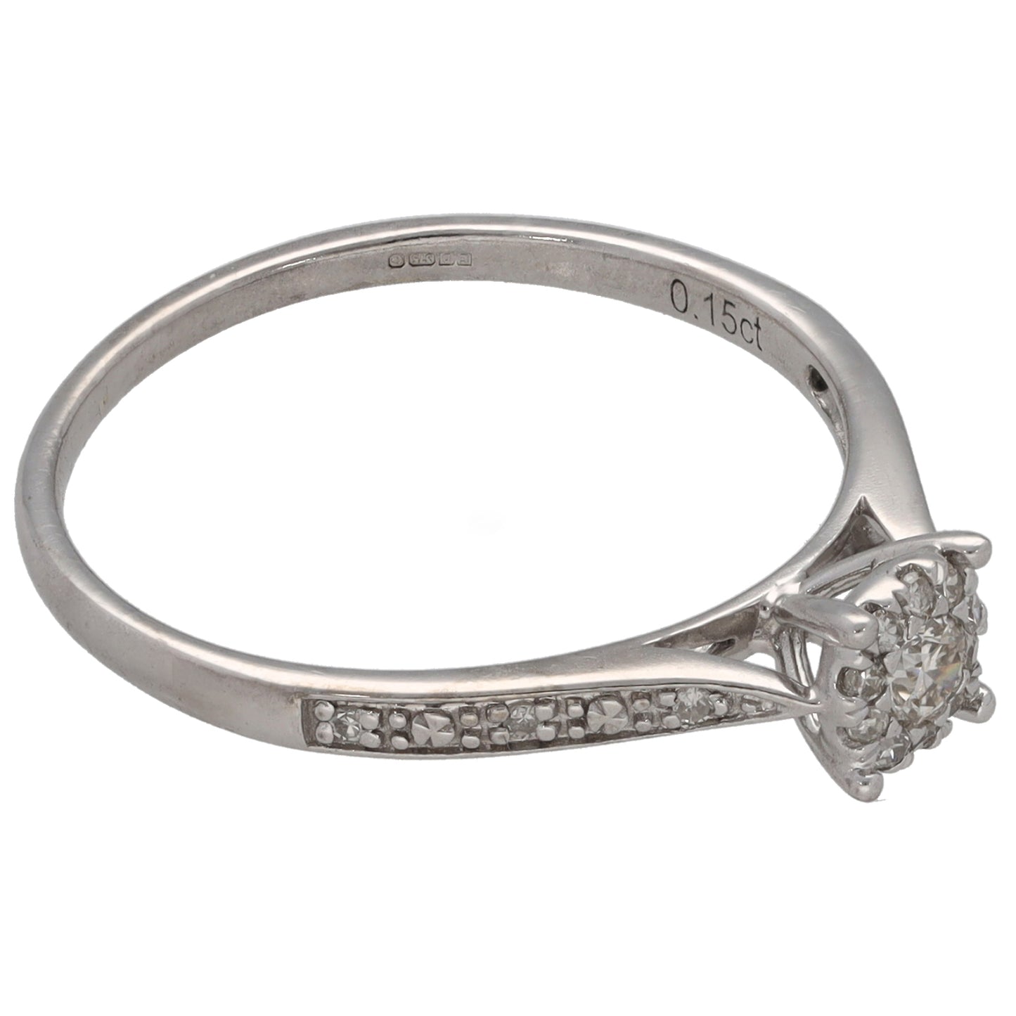 9ct White Gold 0.15ct Diamond Dress/Cocktail Ring Size O