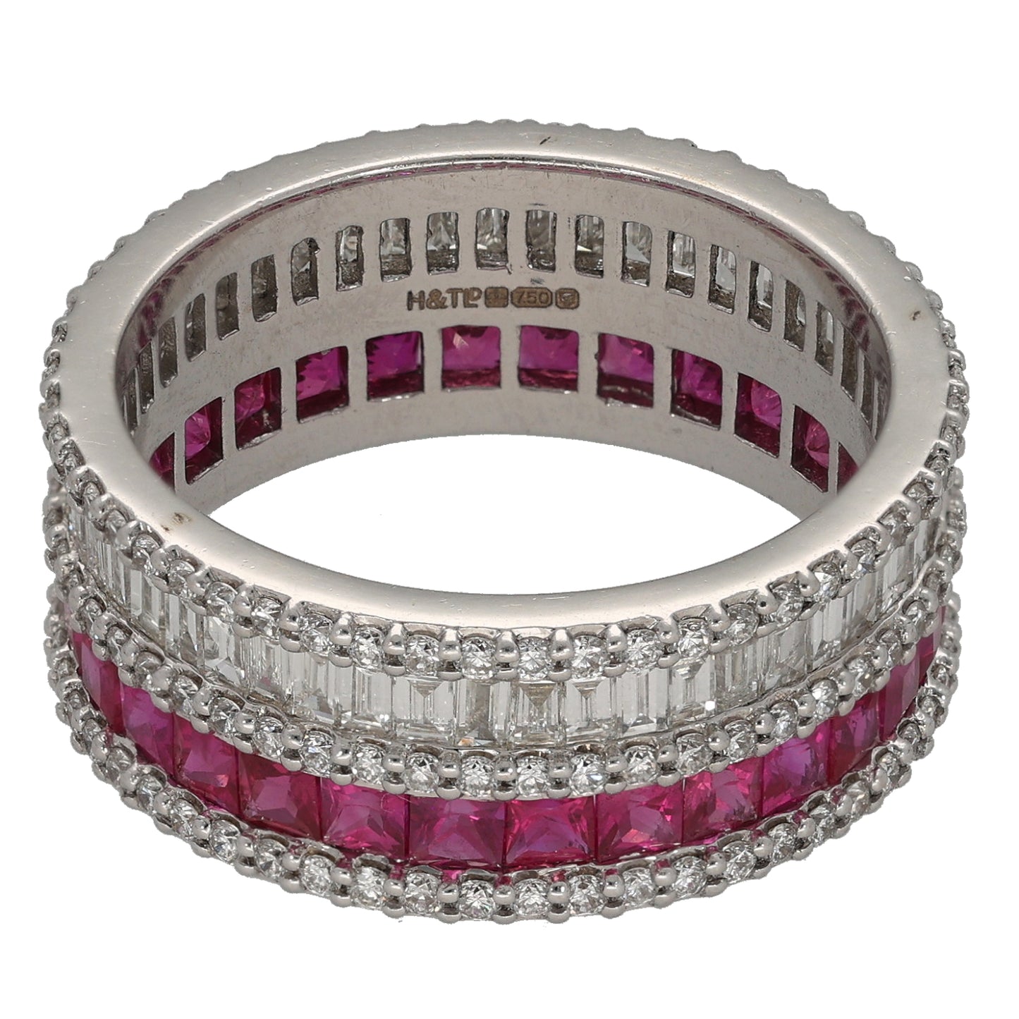 18ct White Gold Ruby & 2.62ct Diamond Dress/Cocktail Ring Size V