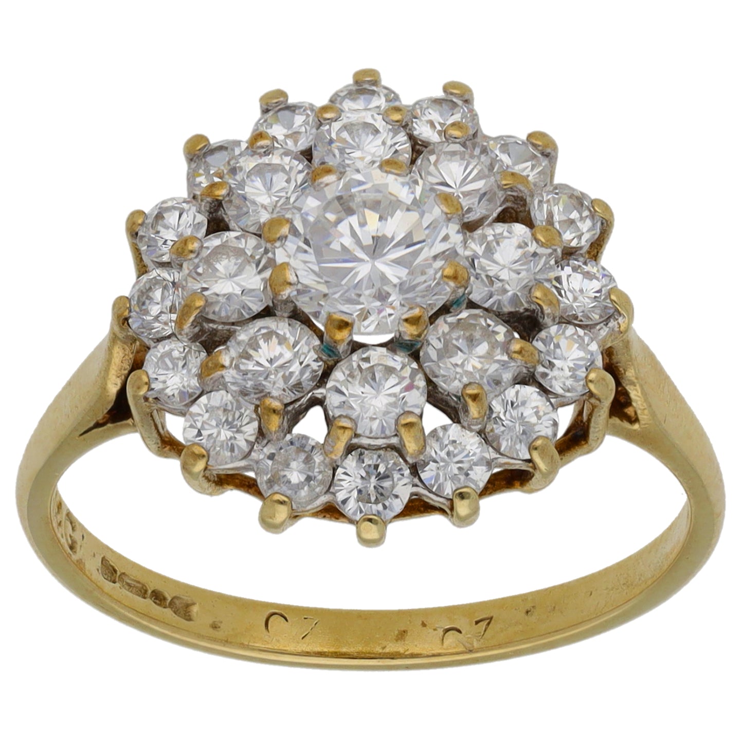 9ct Gold Cubic Zirconia Cluster Ring Size O