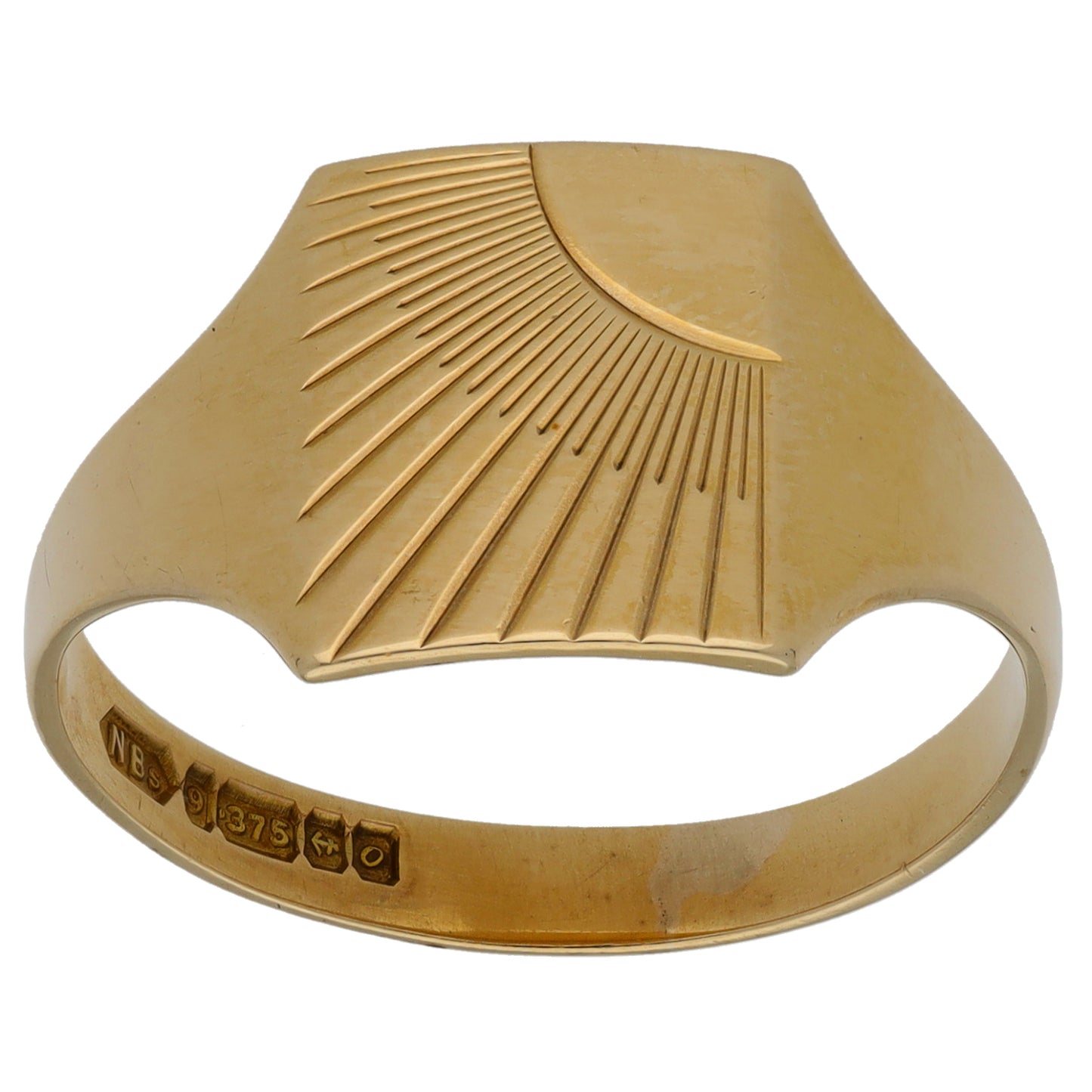 9ct Gold Patterned Signet Ring Size U