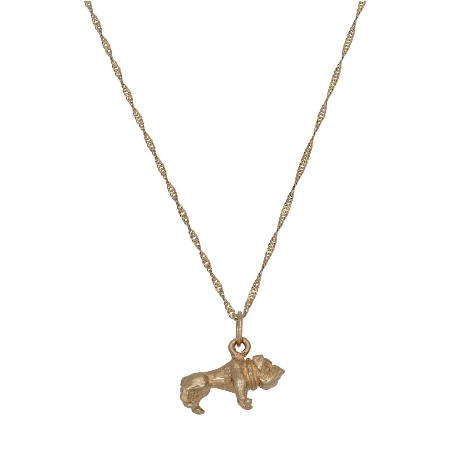 9ct Gold Bulldog Pendant With Chain