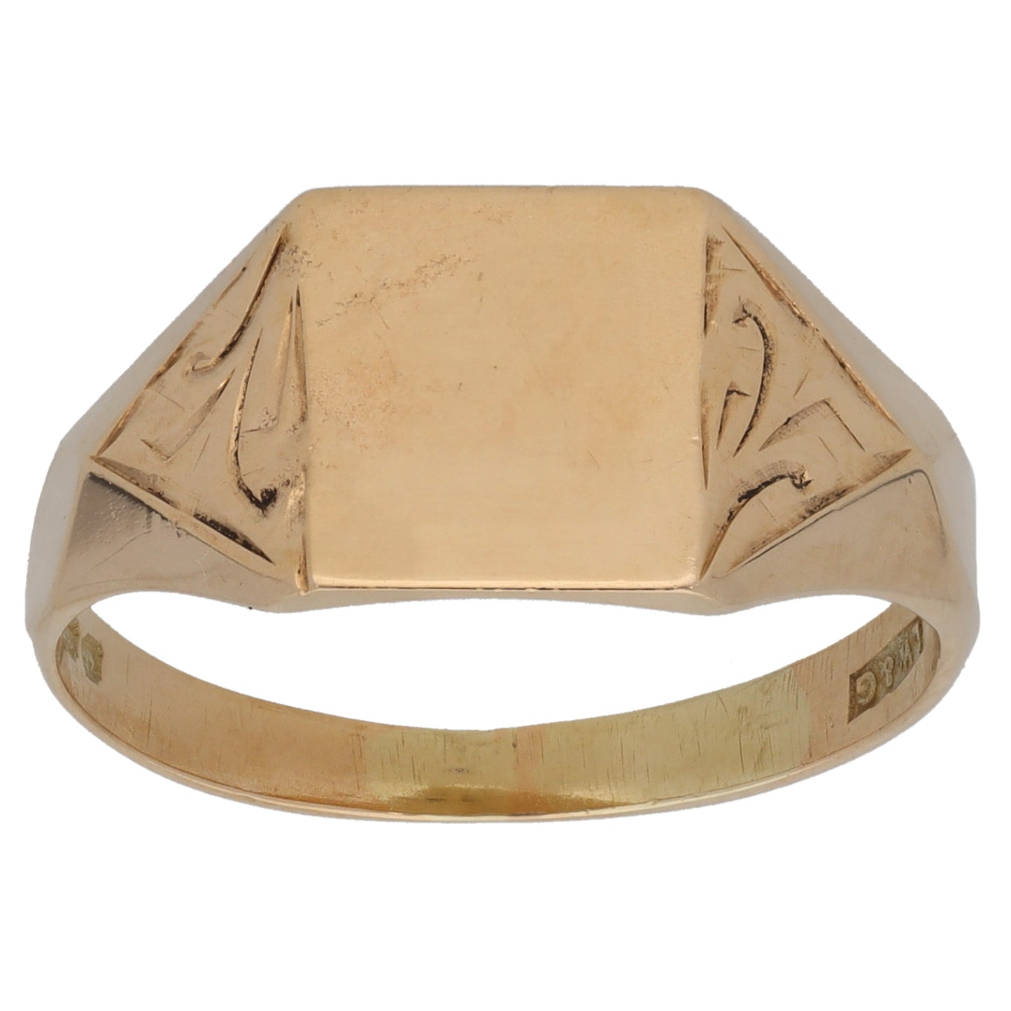 9ct Gold Plain Signet Ring Size R