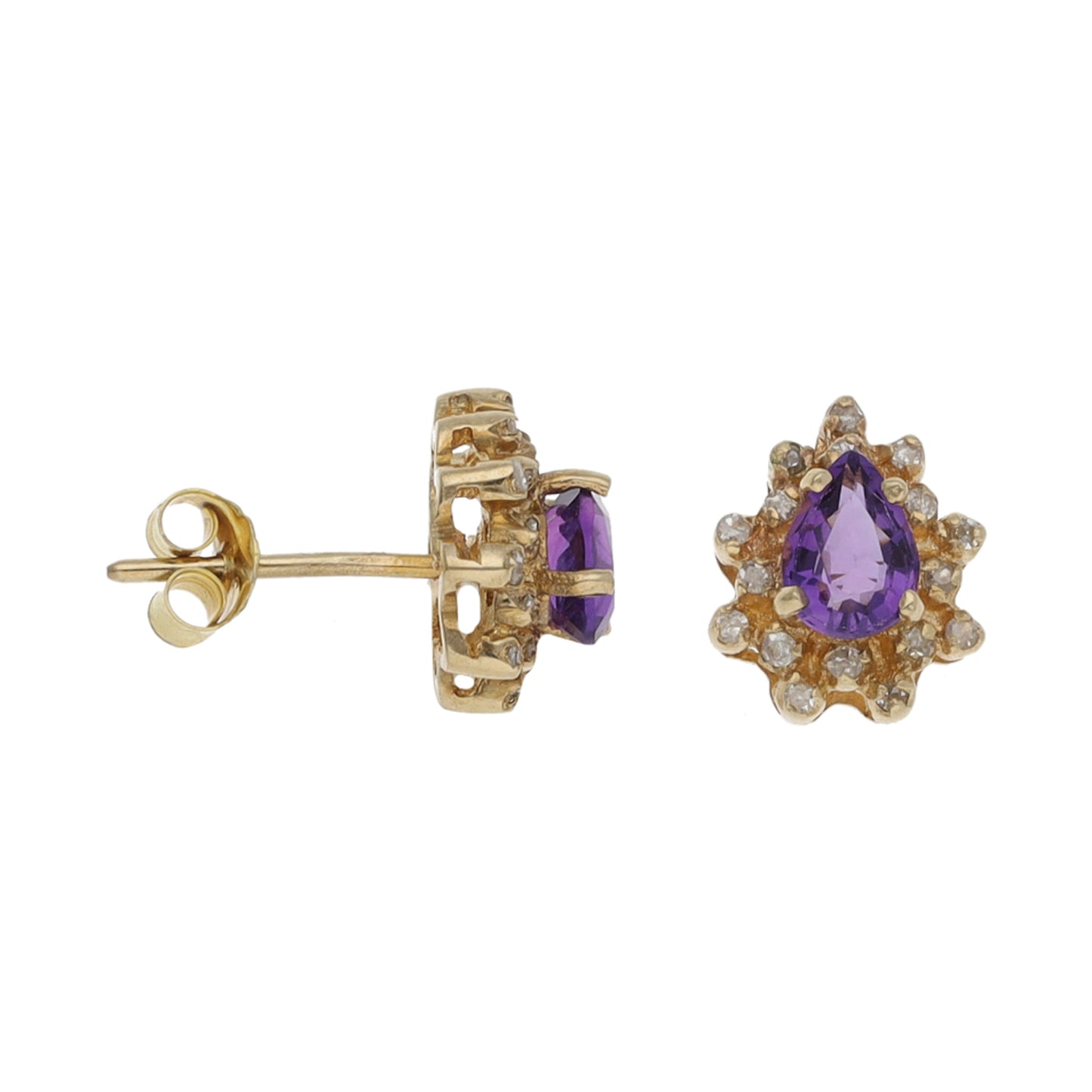 9ct Gold Amethyst & 0.20ct Diamond Dress/Cocktail Earrings