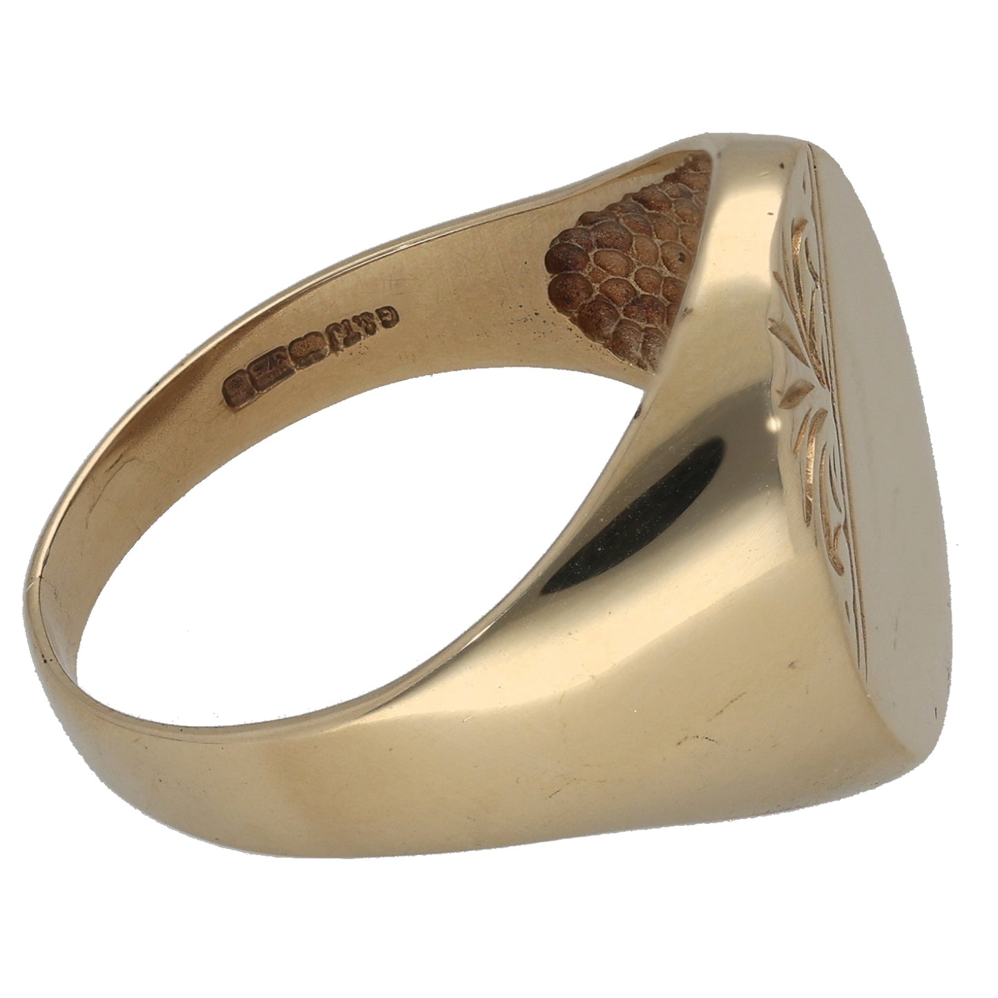9ct Gold Patterned Signet Ring Size V