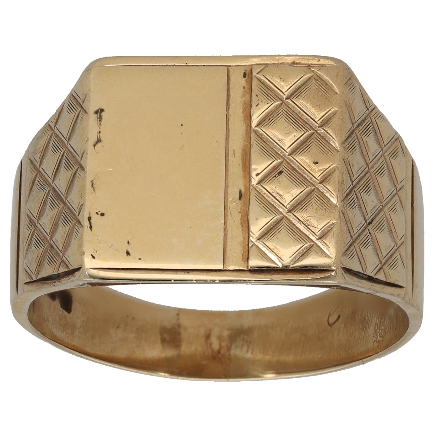 9ct Gold Patterned Signet Ring Size Z