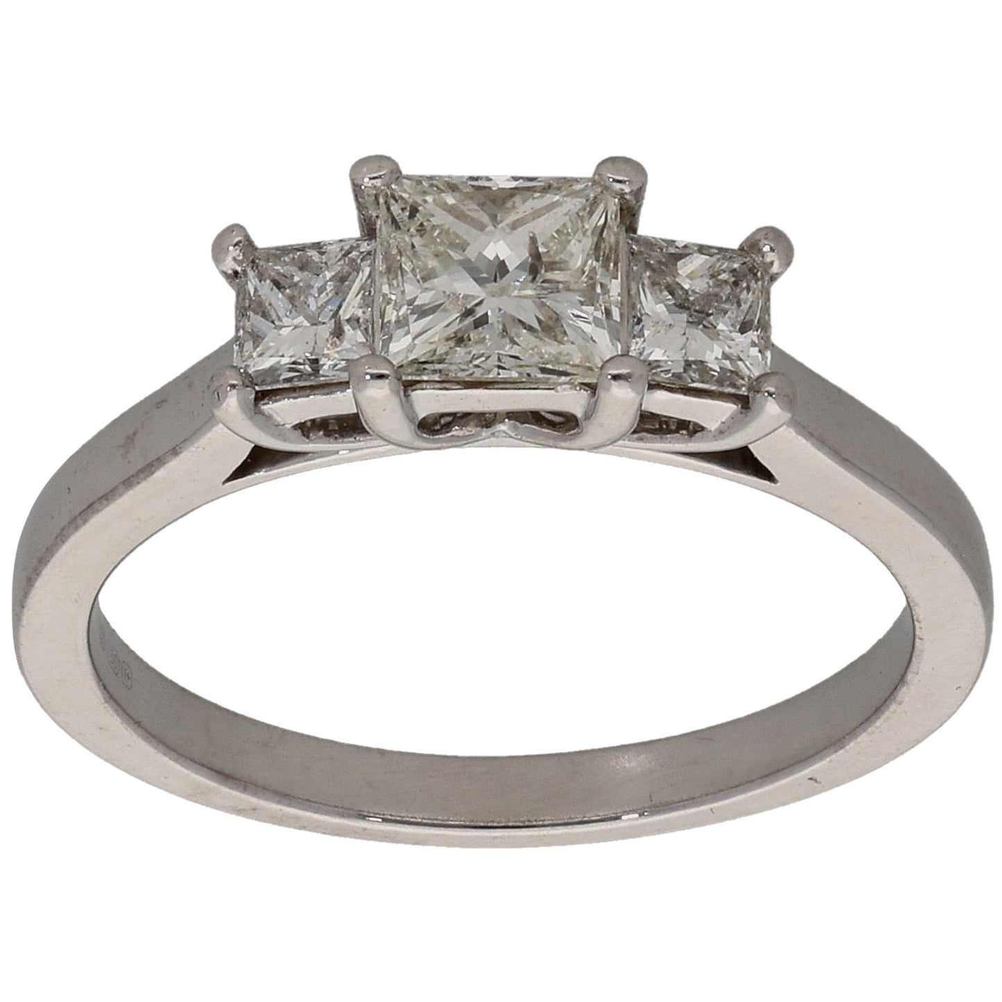 18ct White Gold 1.00ct Diamond Trilogy Ring Size M