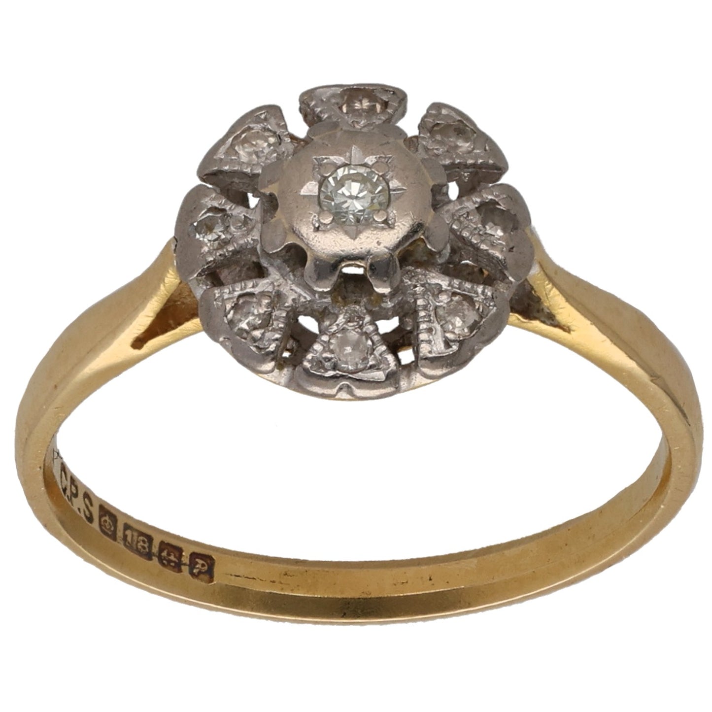 18ct Gold 0.11ct Diamond Dress/Cocktail Ring Size P