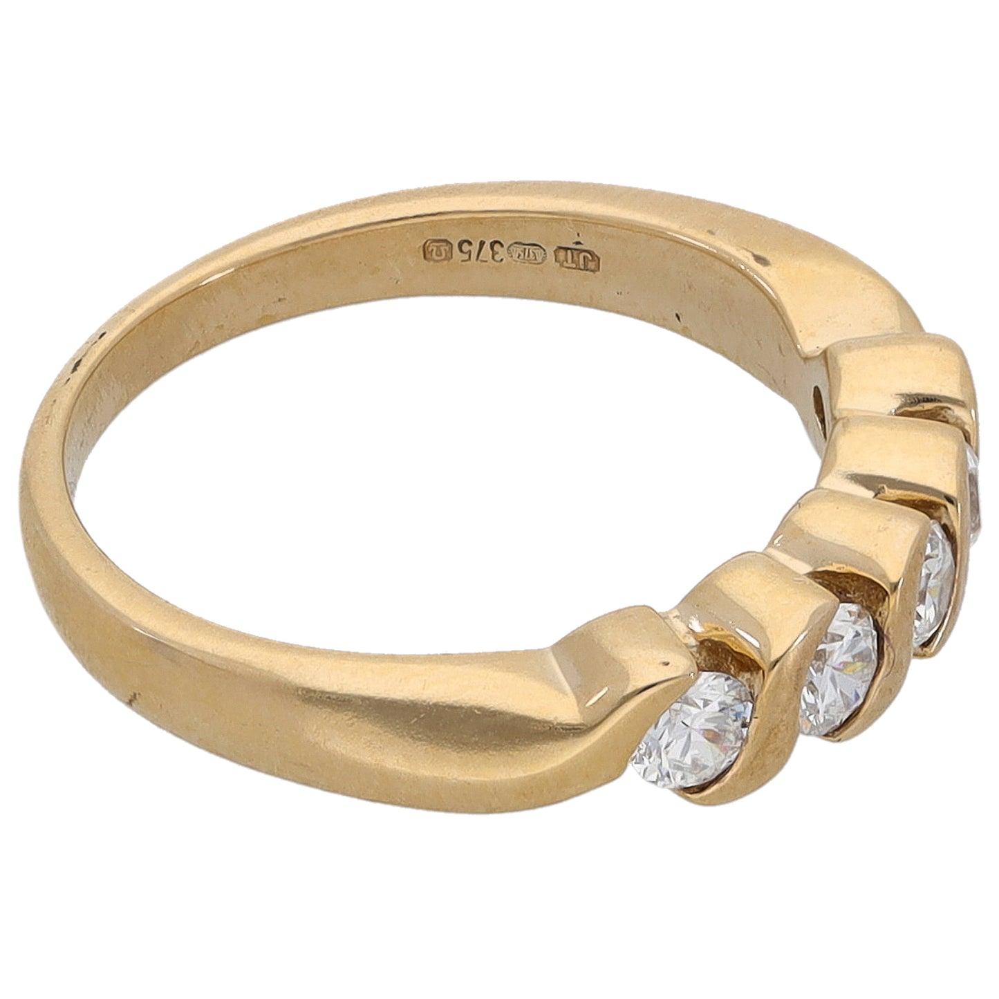 9ct Gold Cubic Zirconia Half Eternity Ring Size L