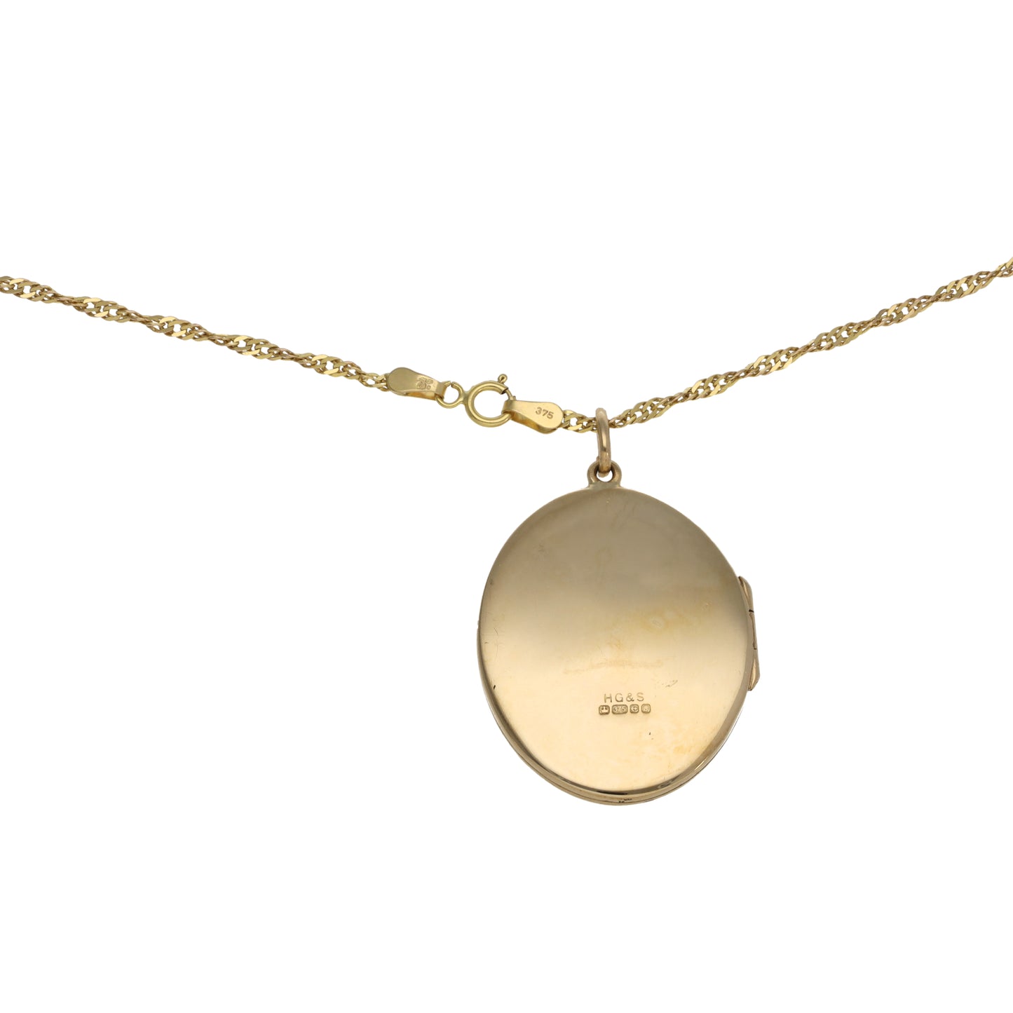 9ct Gold Patterned Locket Pendant With Chain