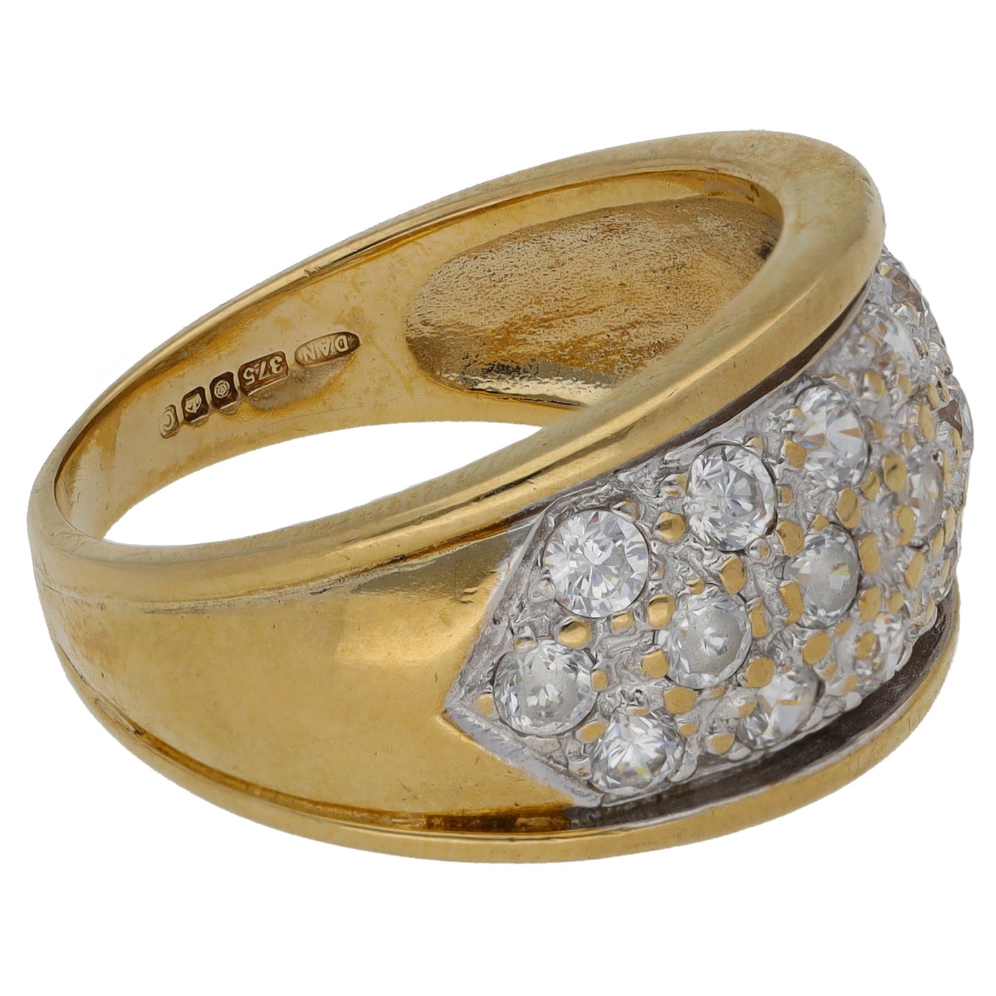 9ct Gold Cubic Zirconia Dress/Cocktail Ring Size Q