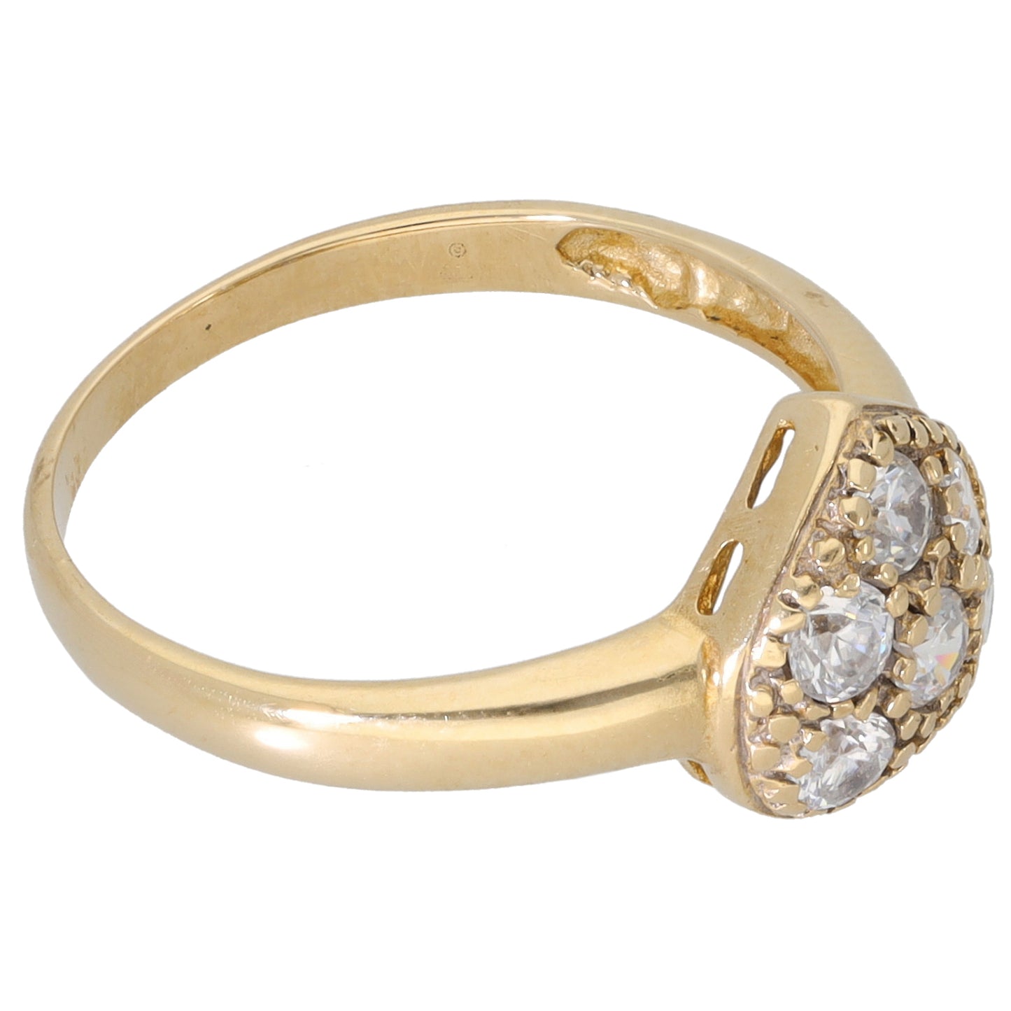 9ct Gold Cubic Zirconia Dress/Cocktail Heart Ring Size O