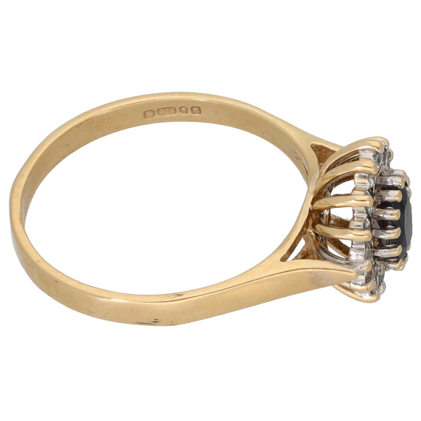 9ct Gold Sapphire & Cubic Zirconia Dress/Cocktail Ring Size Q