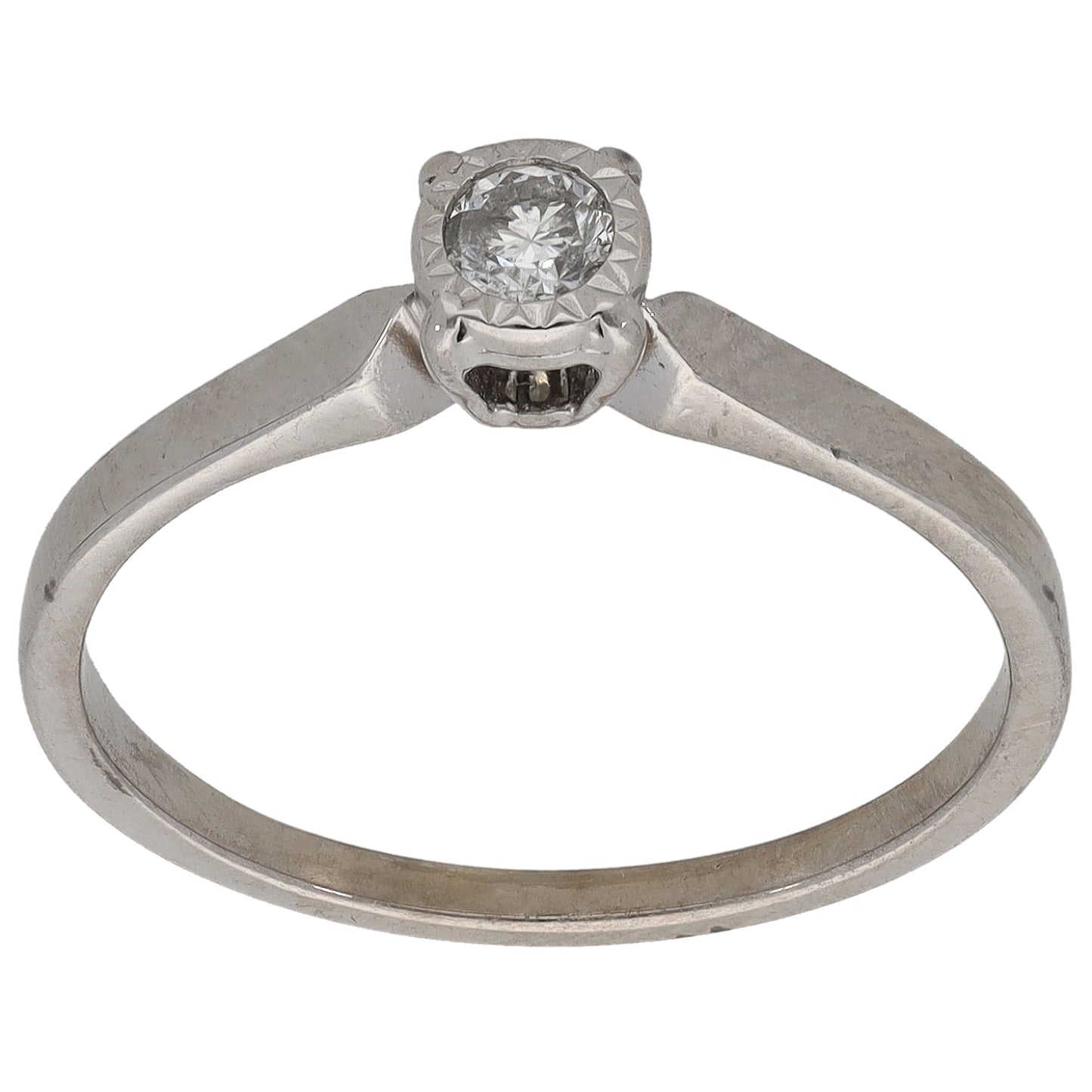 9ct White Gold 0.15ct Diamond Solitaire Ring Size Q