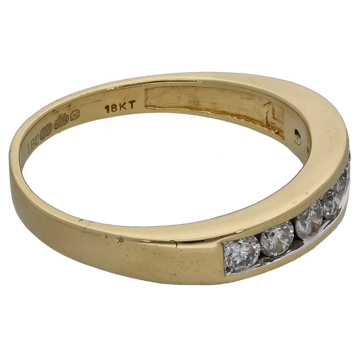 18ct Gold 0.50ct Diamond Half Eternity Ring Size O