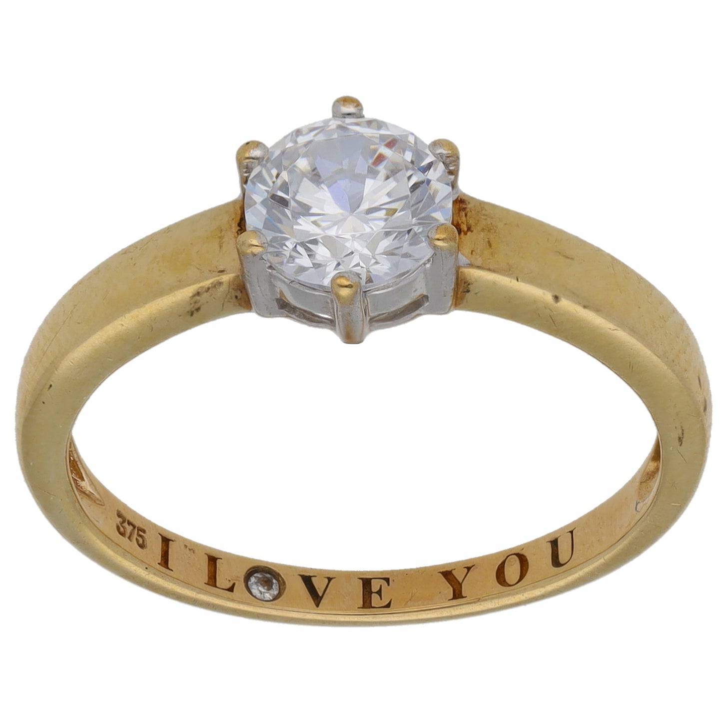 9ct Gold Cubic Zirconia Single Stone Ring Size N
