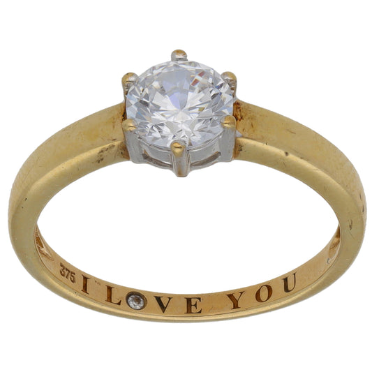 9ct Gold Cubic Zirconia Single Stone Ring Size N