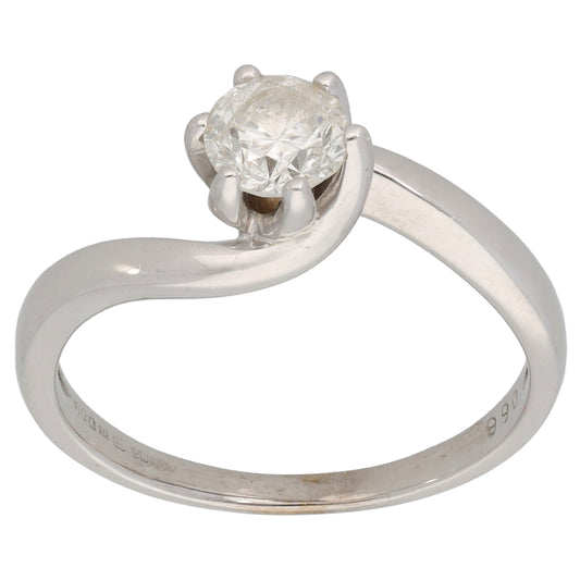 9ct White Gold 0.66ct Diamond Solitaire Ring Size Q
