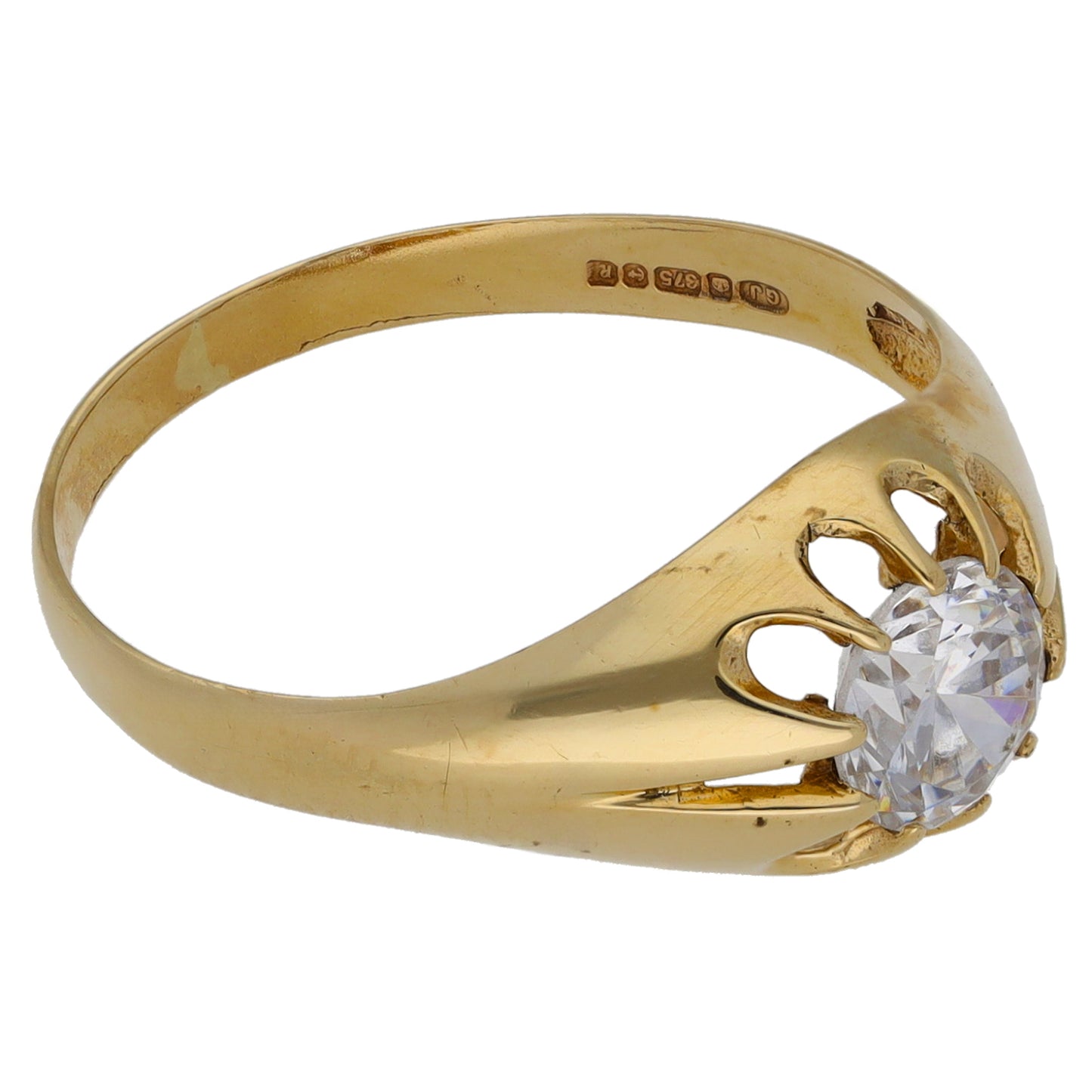 9ct Gold Cubic Zirconia Single Stone Ring Size R