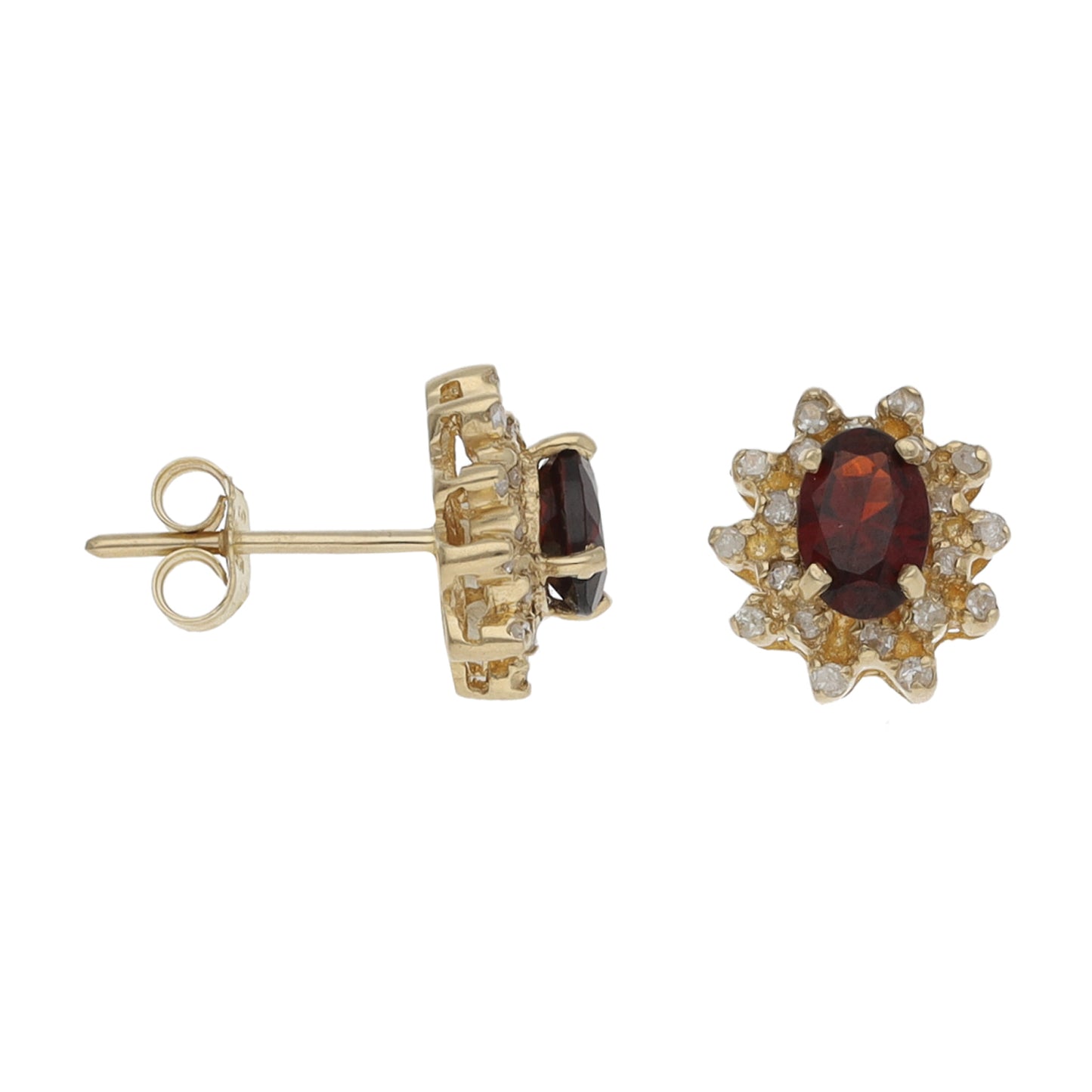 9ct Gold Garnet & 0.20ct Diamond Dress/Cocktail Earrings