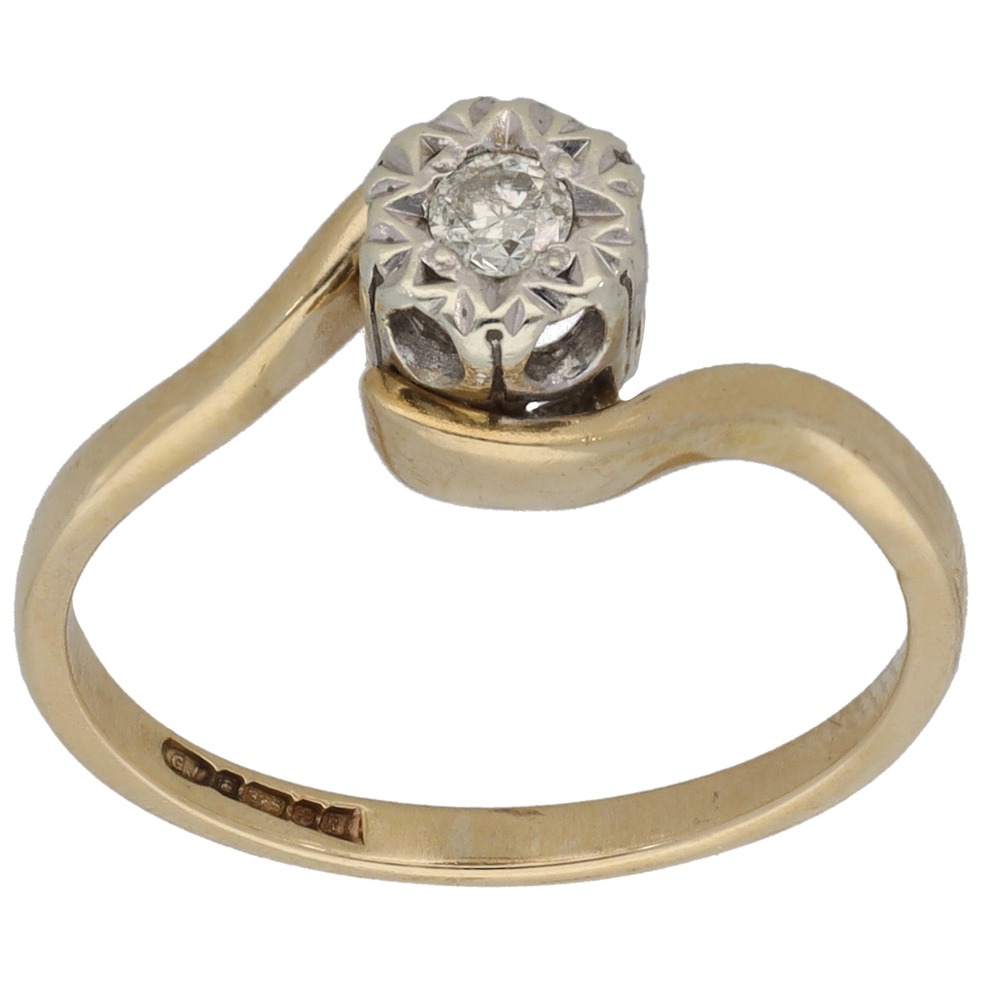 9ct Gold 0.10ct Diamond Solitaire Ring Size M